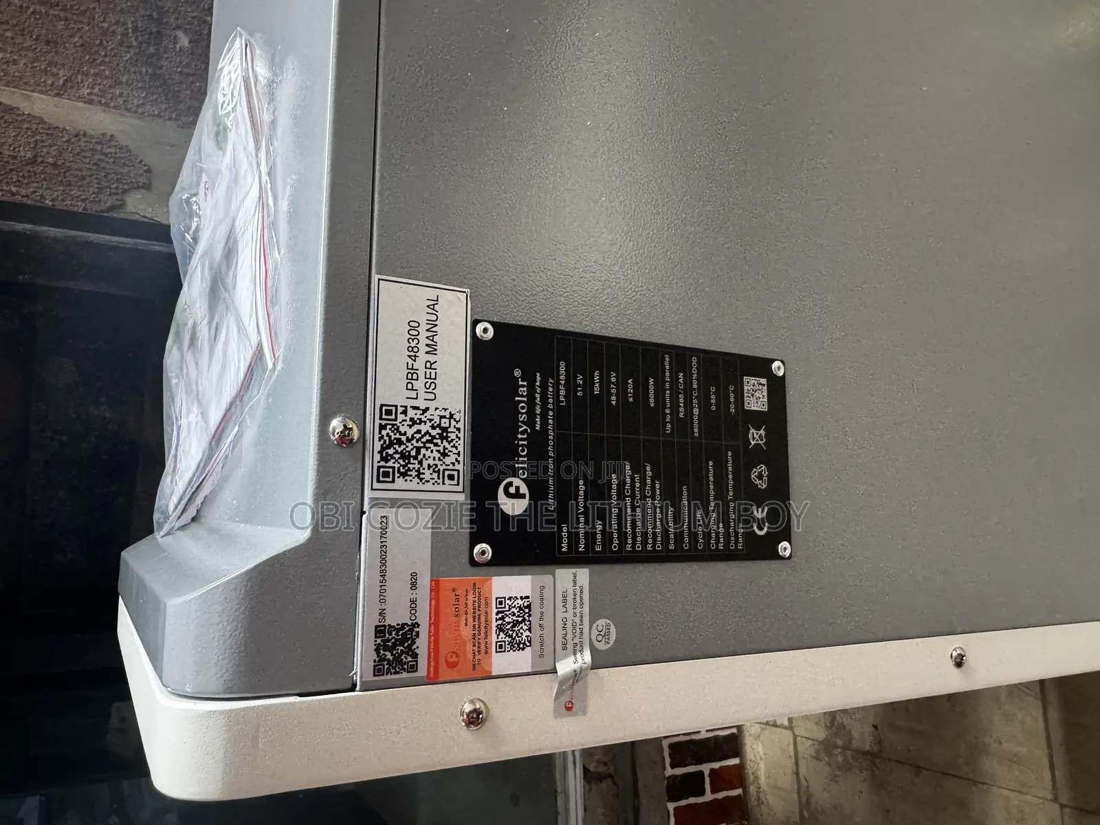 15kwh 51.2v Felicity Lithium Battery 20 Years Warranty