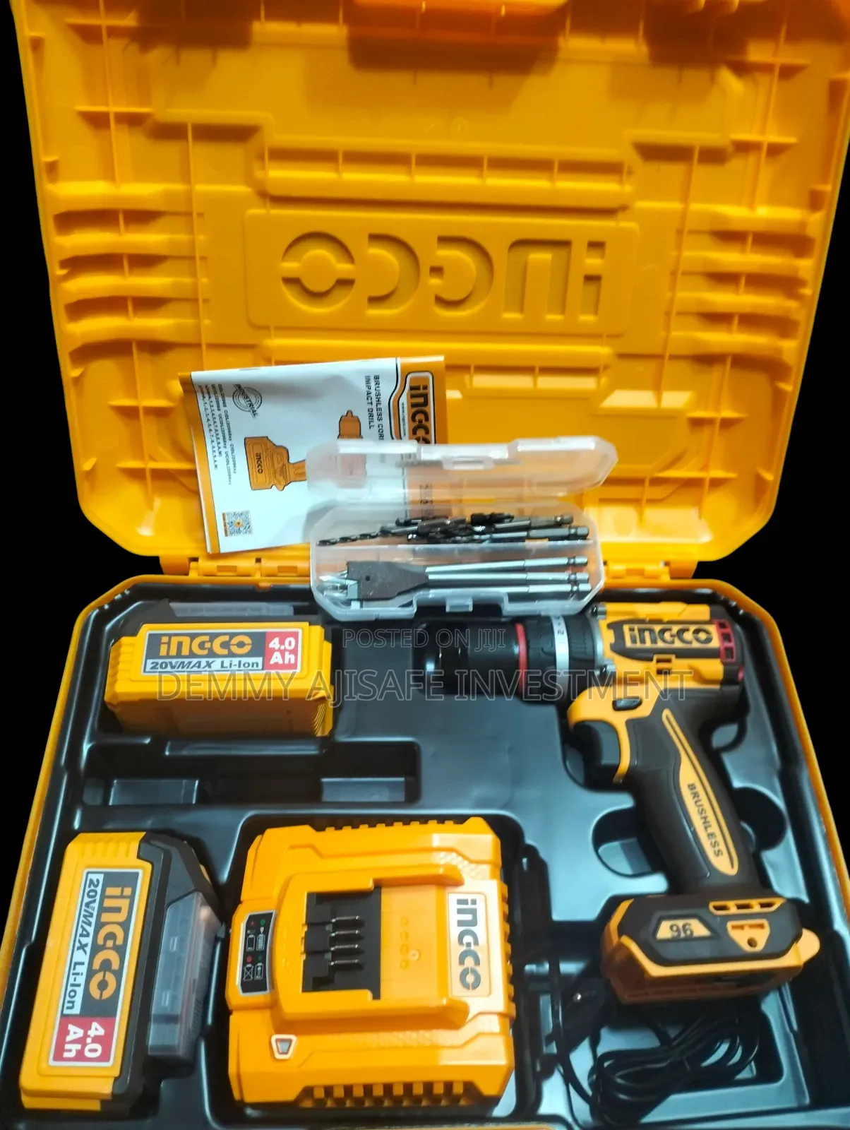 Ingco Brushless Cordless Impact Drill 20v/4-0ah/9-6n,M