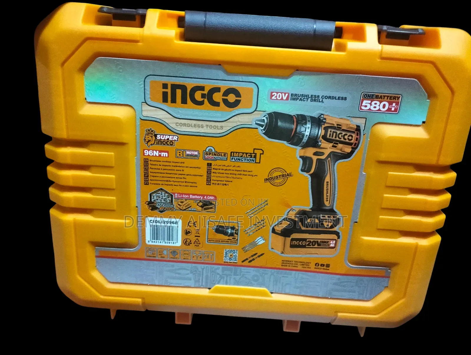 Ingco Brushless Cordless Impact Drill 20v/4-0ah/9-6n,M