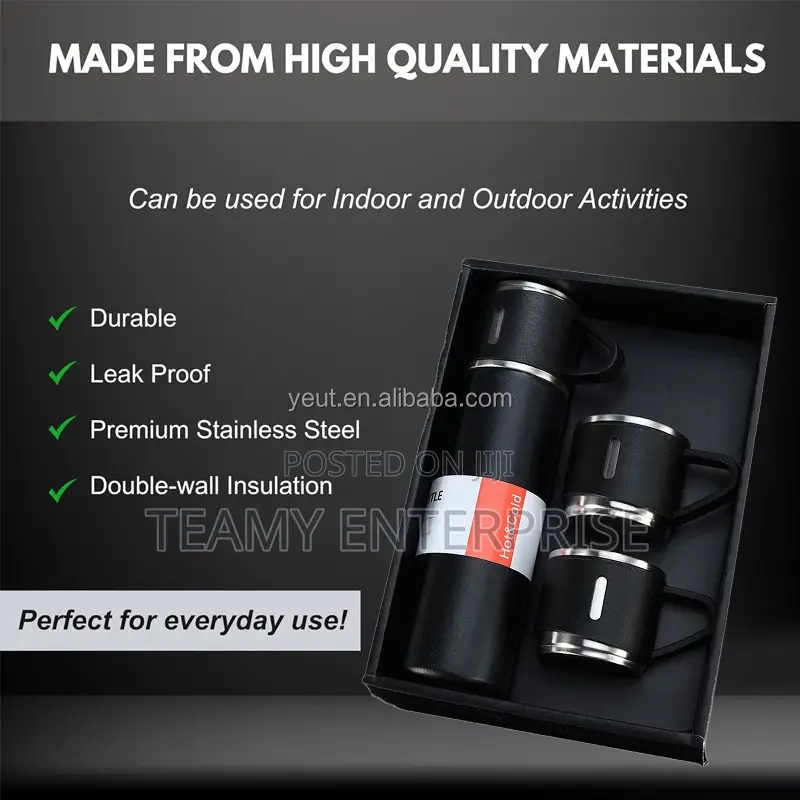 Vacuum Flask Gift Set With Two Cups - Hot and Cold Water