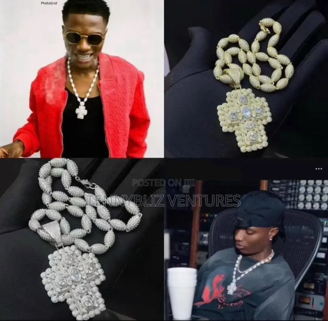 Wizkid-Inspired Premium Style Iced Cross Pendant Chain