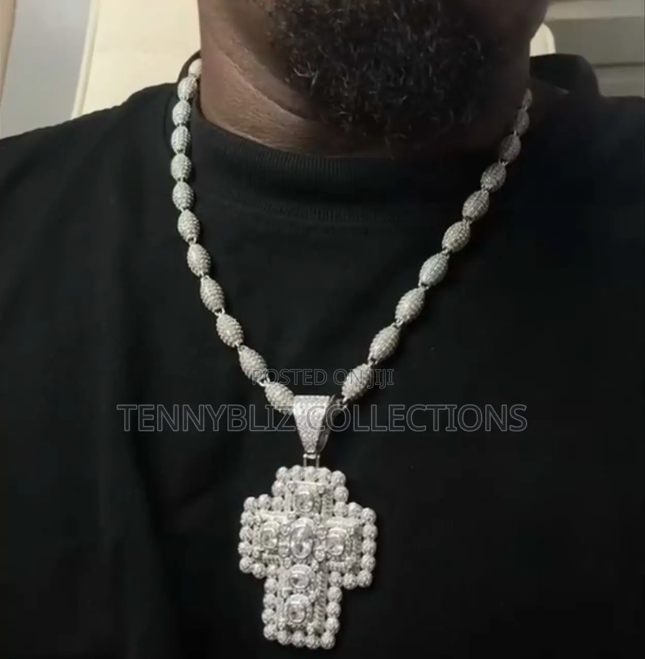 Wizkid-Inspired Premium Style Iced Cross Pendant Chain