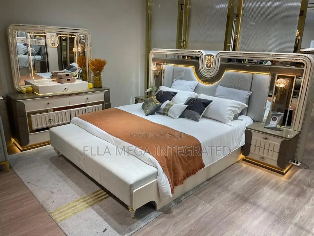 Bed Frame, Side Stool and Dressing Mirror