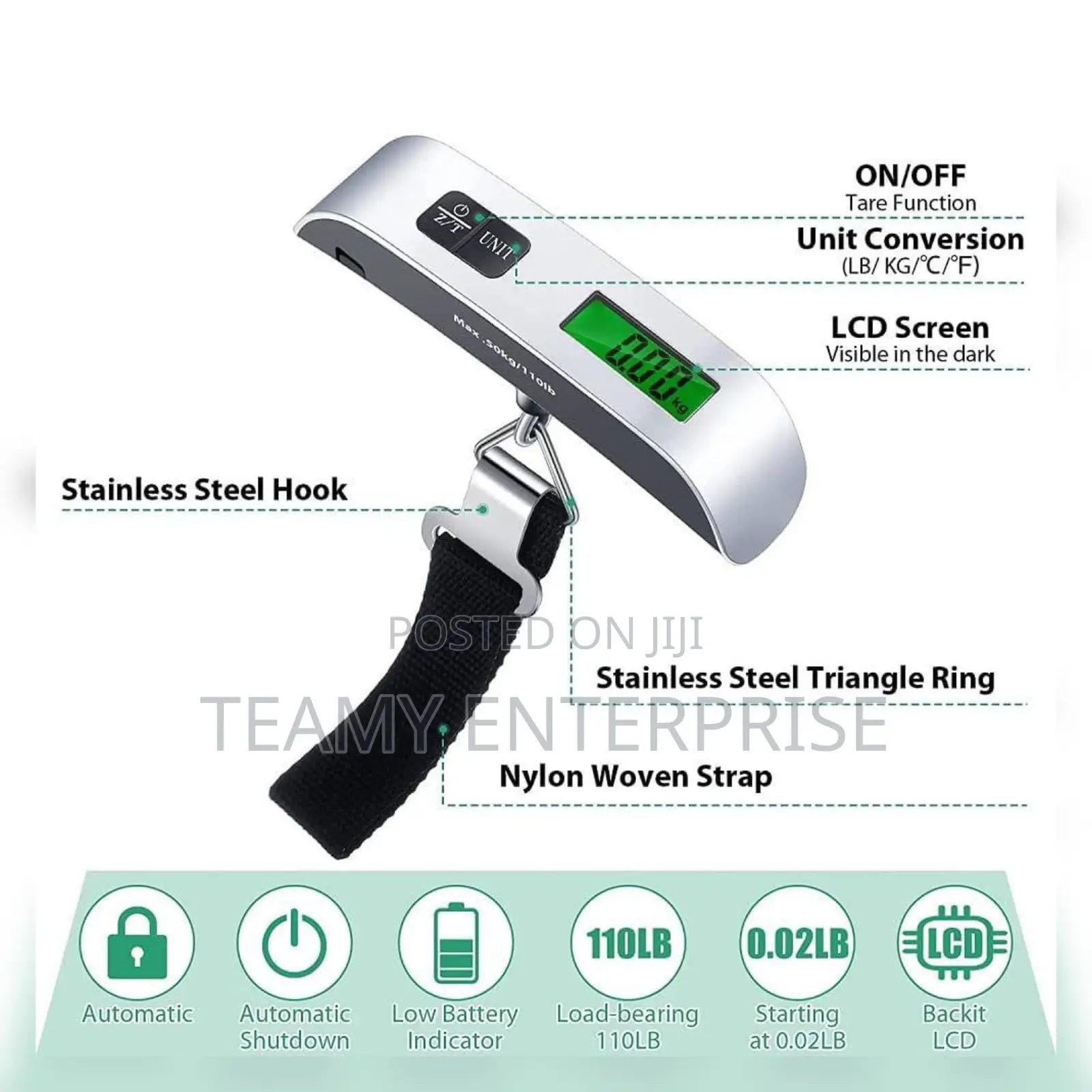 Electronic Digital Luggage Scale - Hanging Handheld Scale