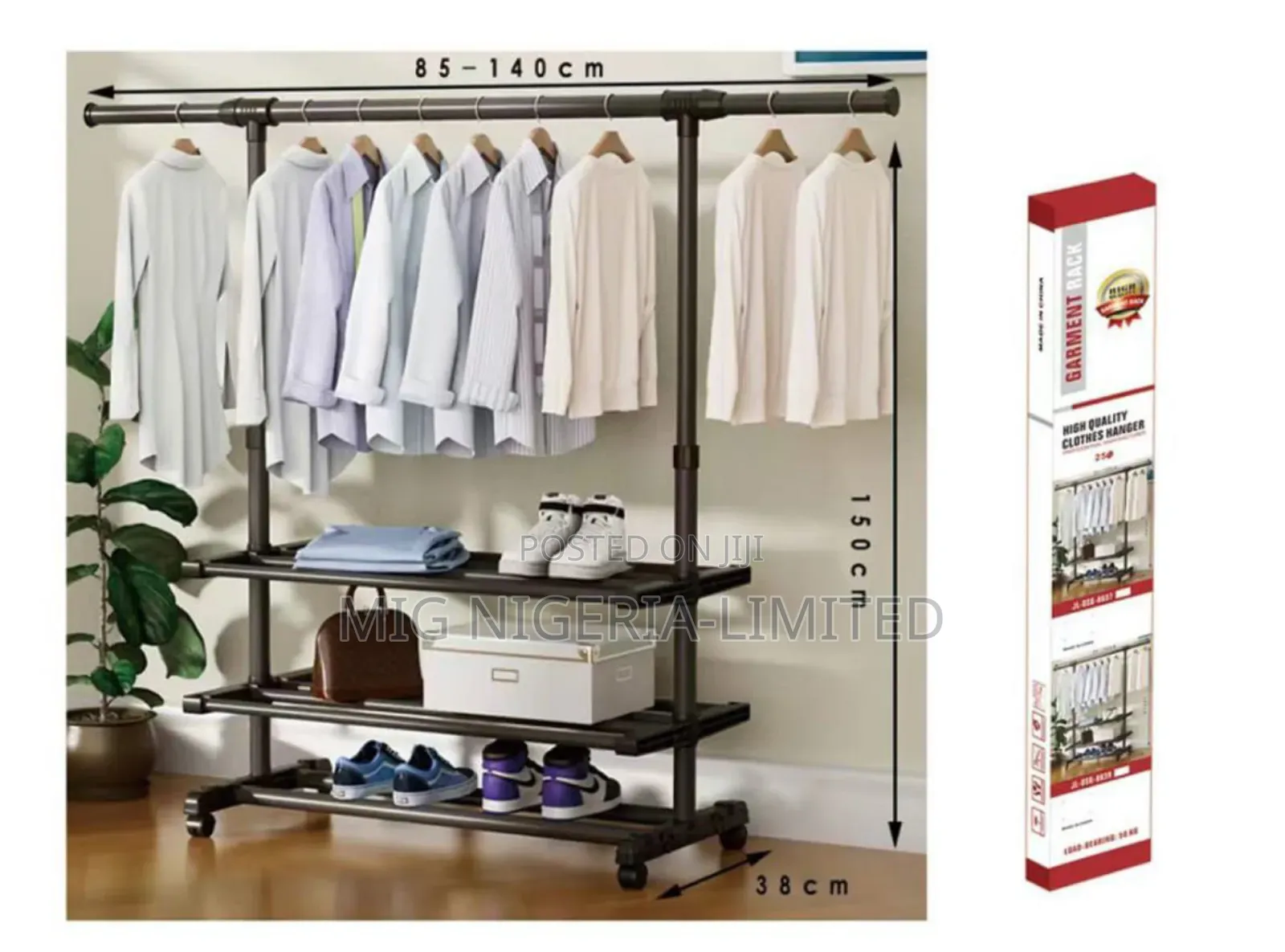 Double Pole Cloth Hangers Multiple Bag Rack