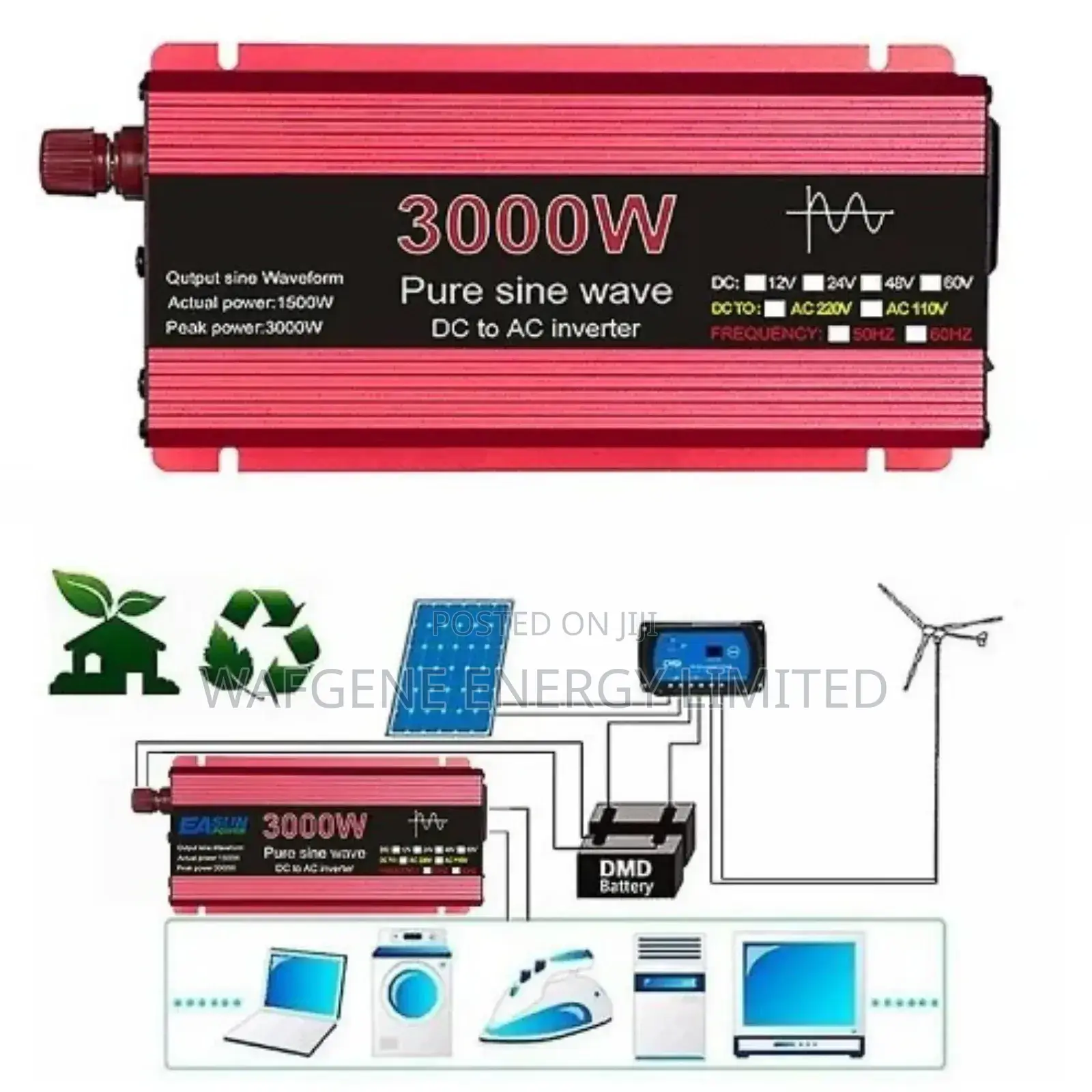 Easun Pure Sine Wave Inverter 3000w 3kva 12v