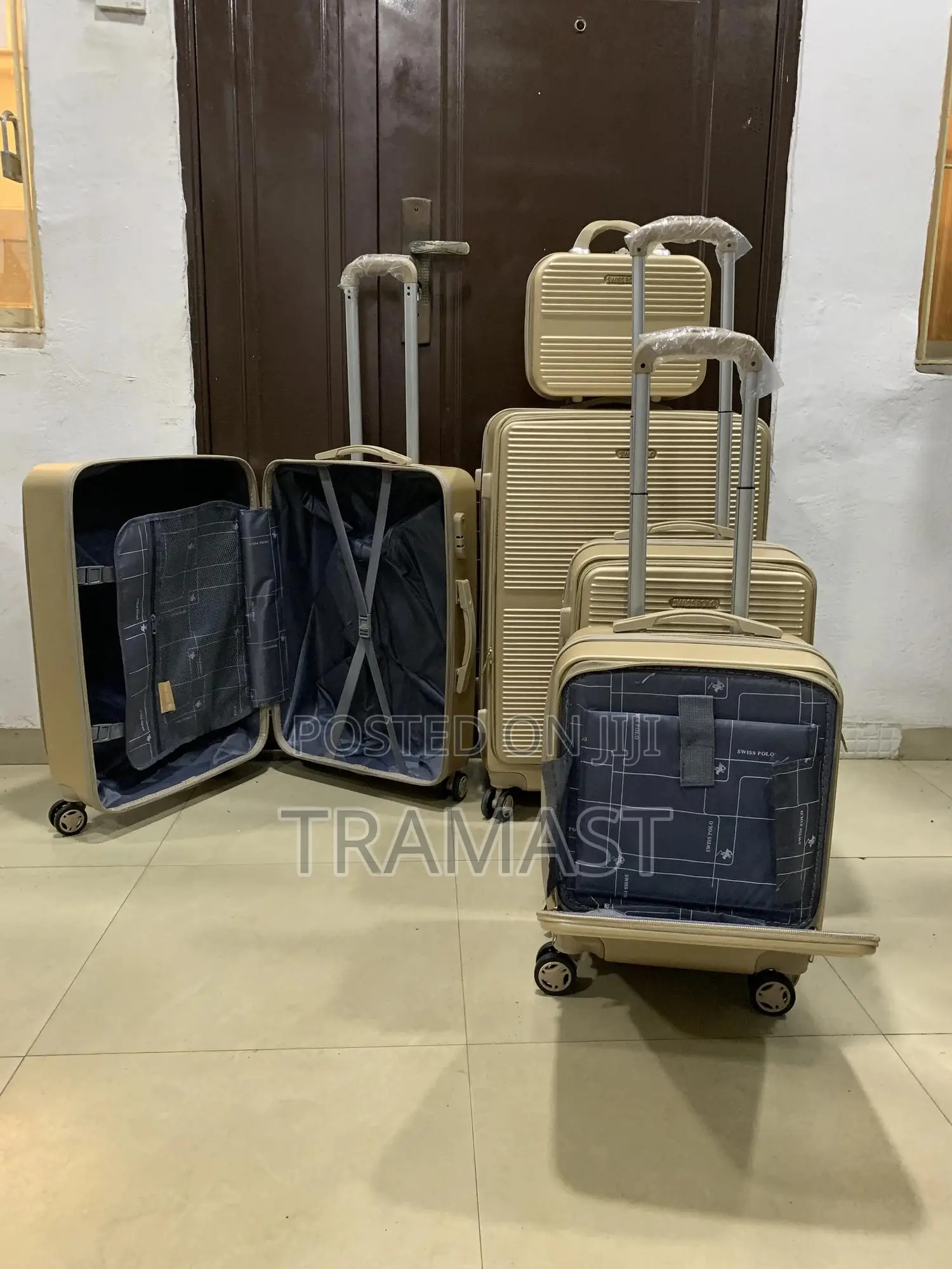 Durable Plastic Swiss Polo Suitcases (Gold)