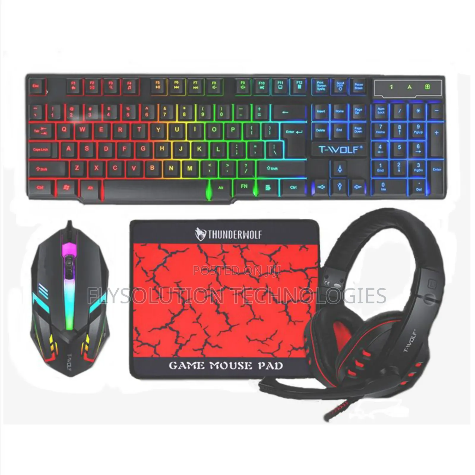 T-Wolf 4-in-1 Gaming Combo - RGB Keyboard Headset Mouse