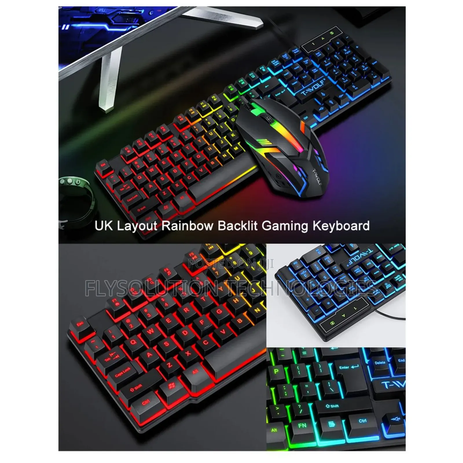T-Wolf 4-in-1 Gaming Combo - RGB Keyboard Headset Mouse