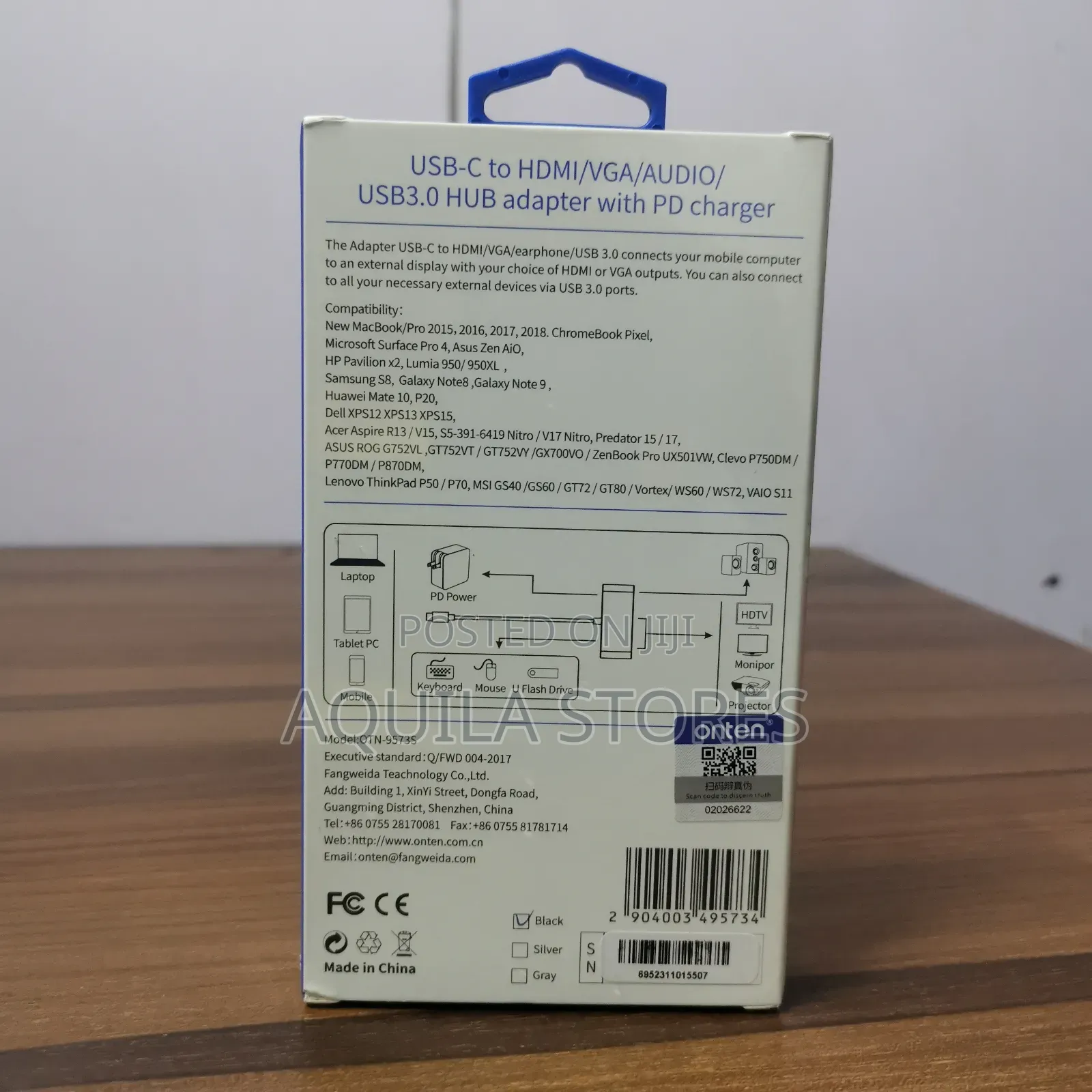 Onten Usb-C to Hdmi/Vga/Audio/Usb 3.0 Hub With Pd Charger.