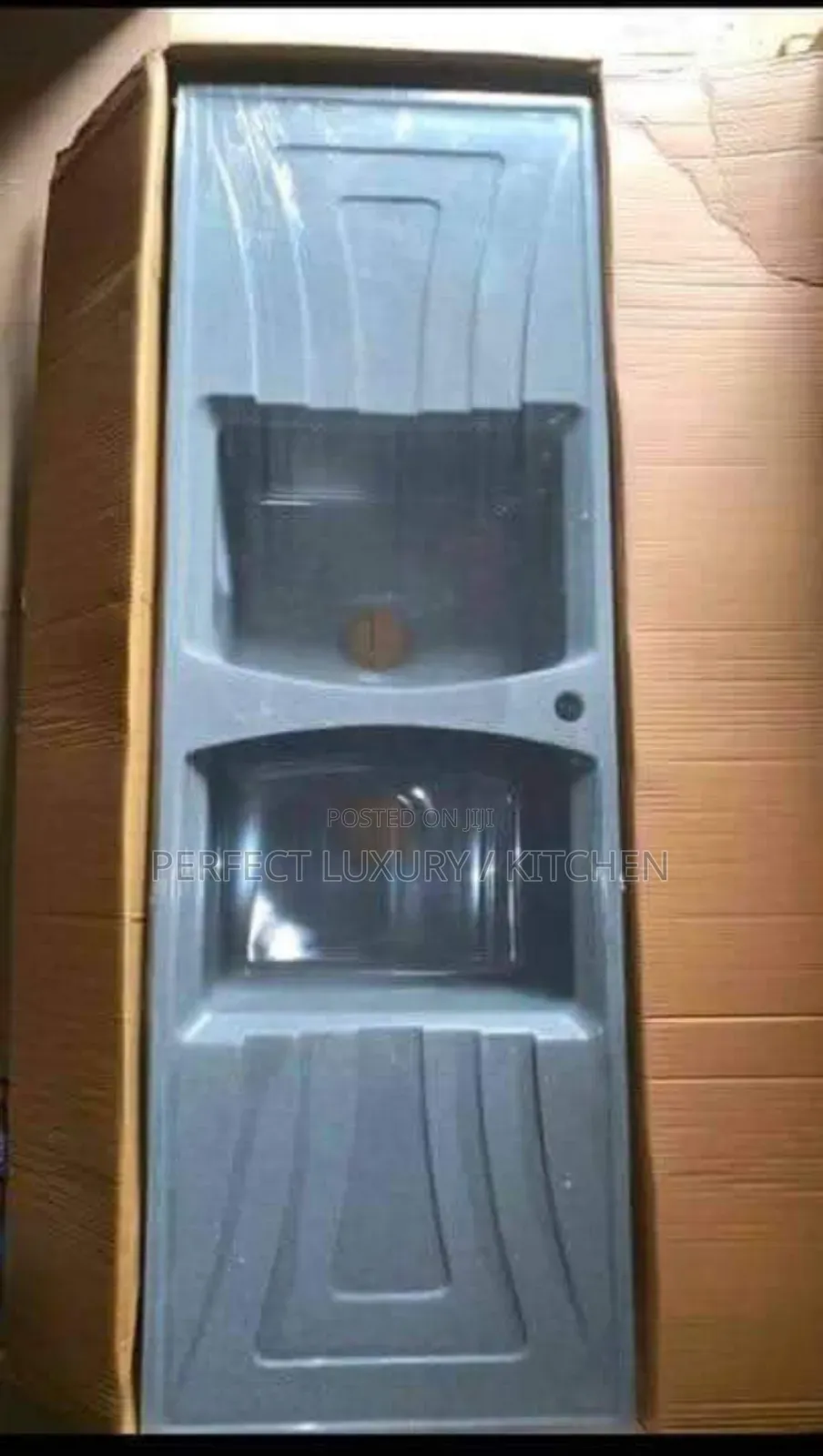 White and Grey Acrylic Double Bowl Kitchen Sink