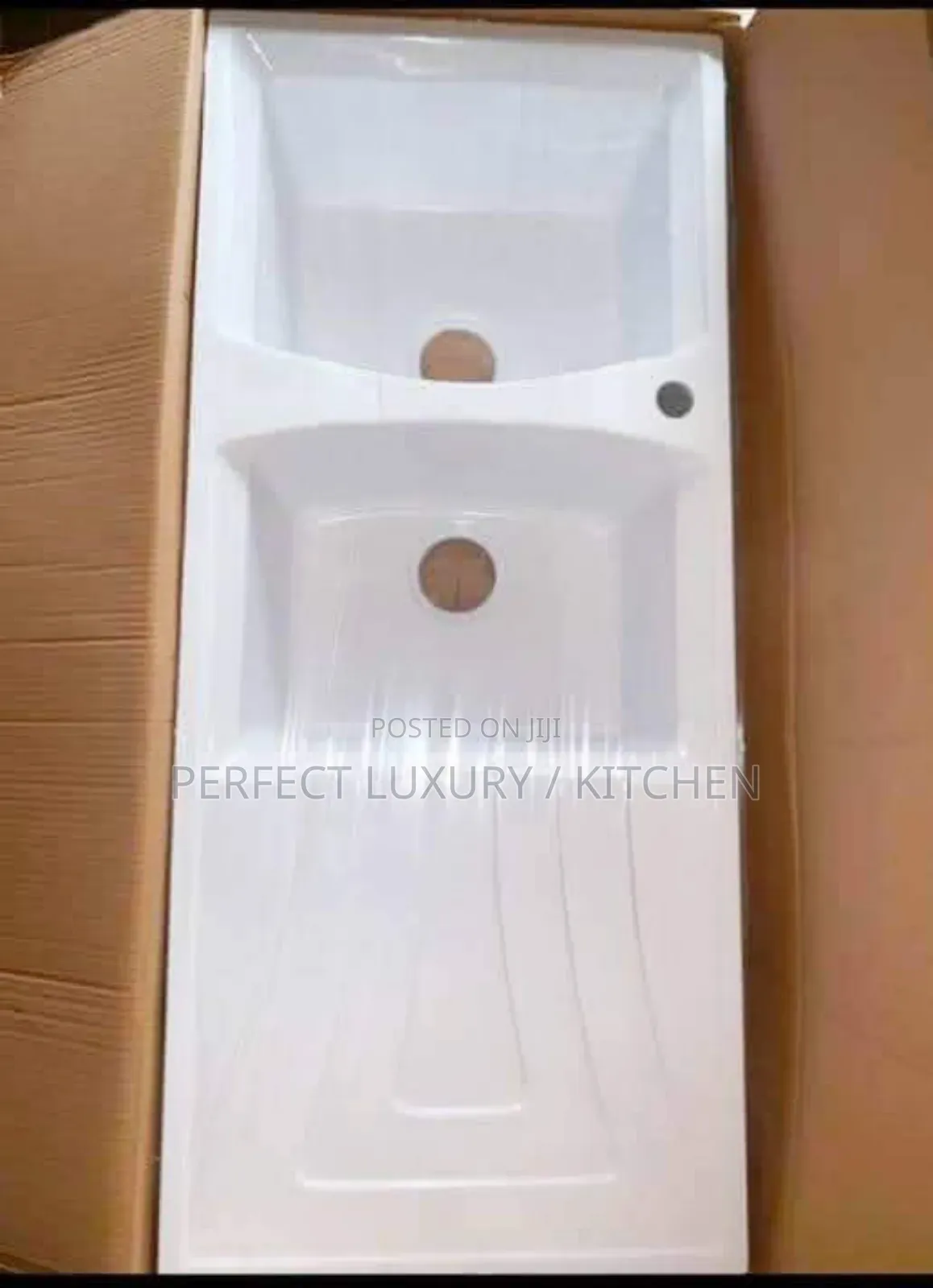 White and Grey Acrylic Double Bowl Kitchen Sink