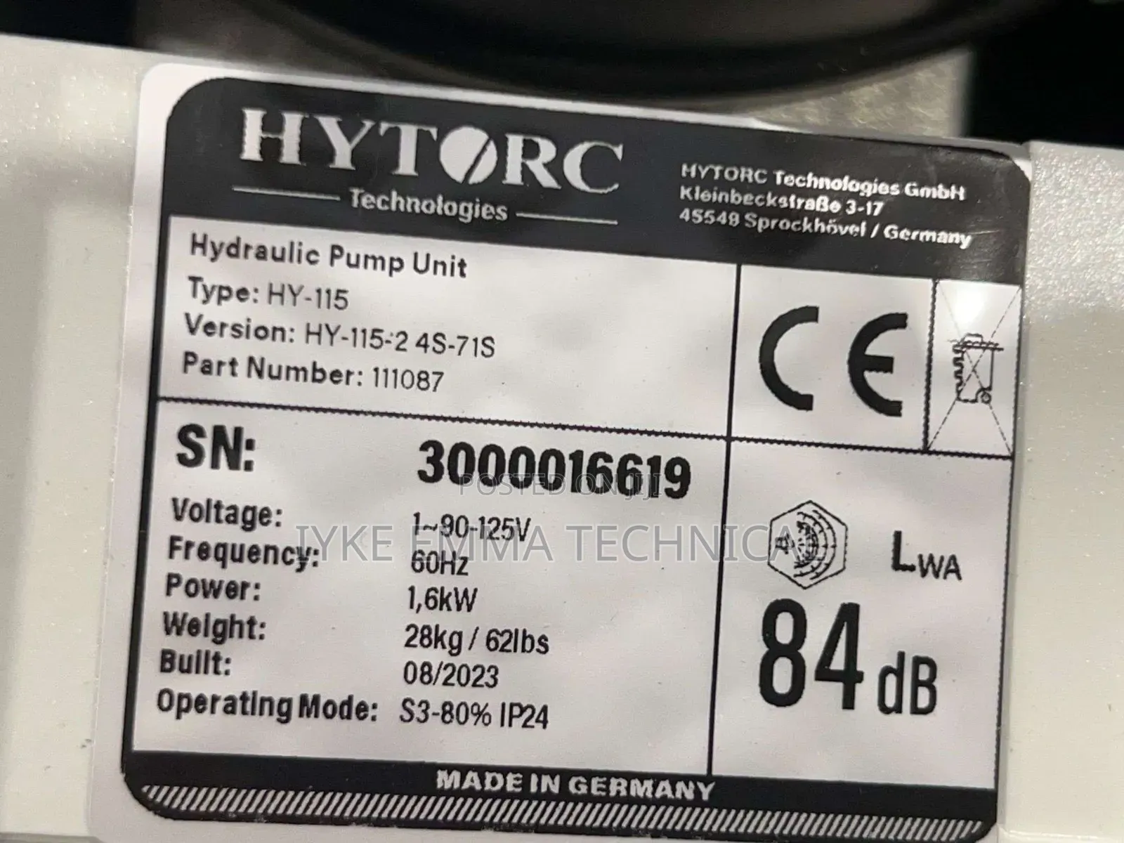 Hytorc Electric Hydraulic Torque Wrench Pump