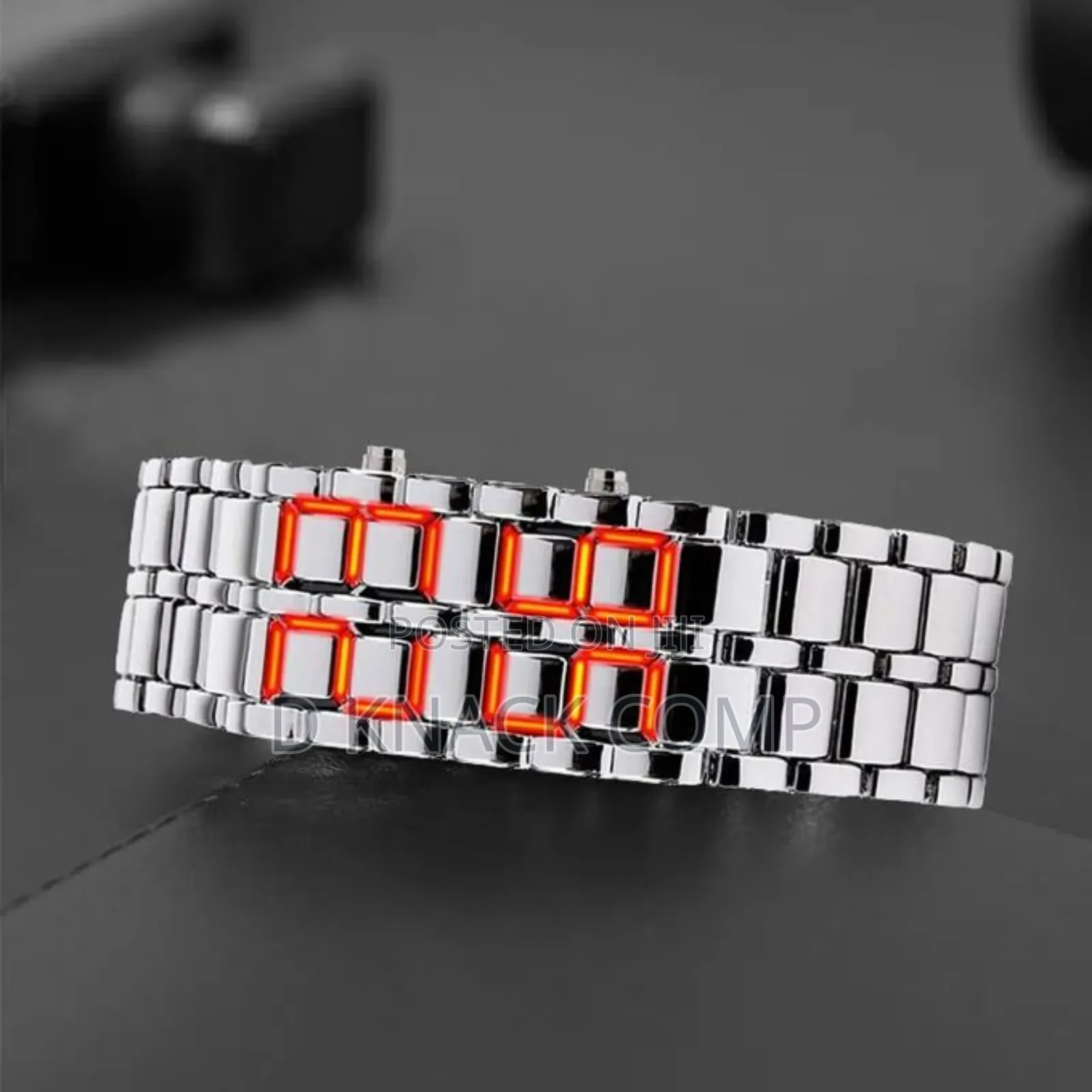 Unisex Full Metal Digital Lava Wrist Watch - Silver