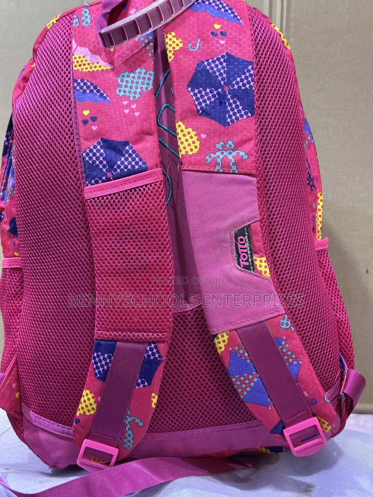 Deep Pink Multi Coloured Stock School Bag
