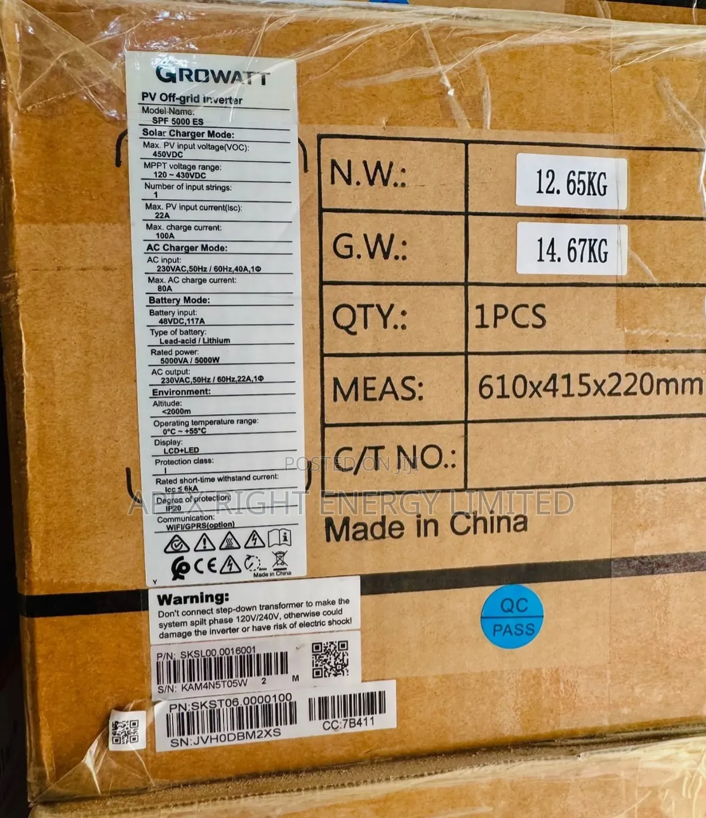 5kva Growatt Hybrid Inverter Smart Series With Wifi