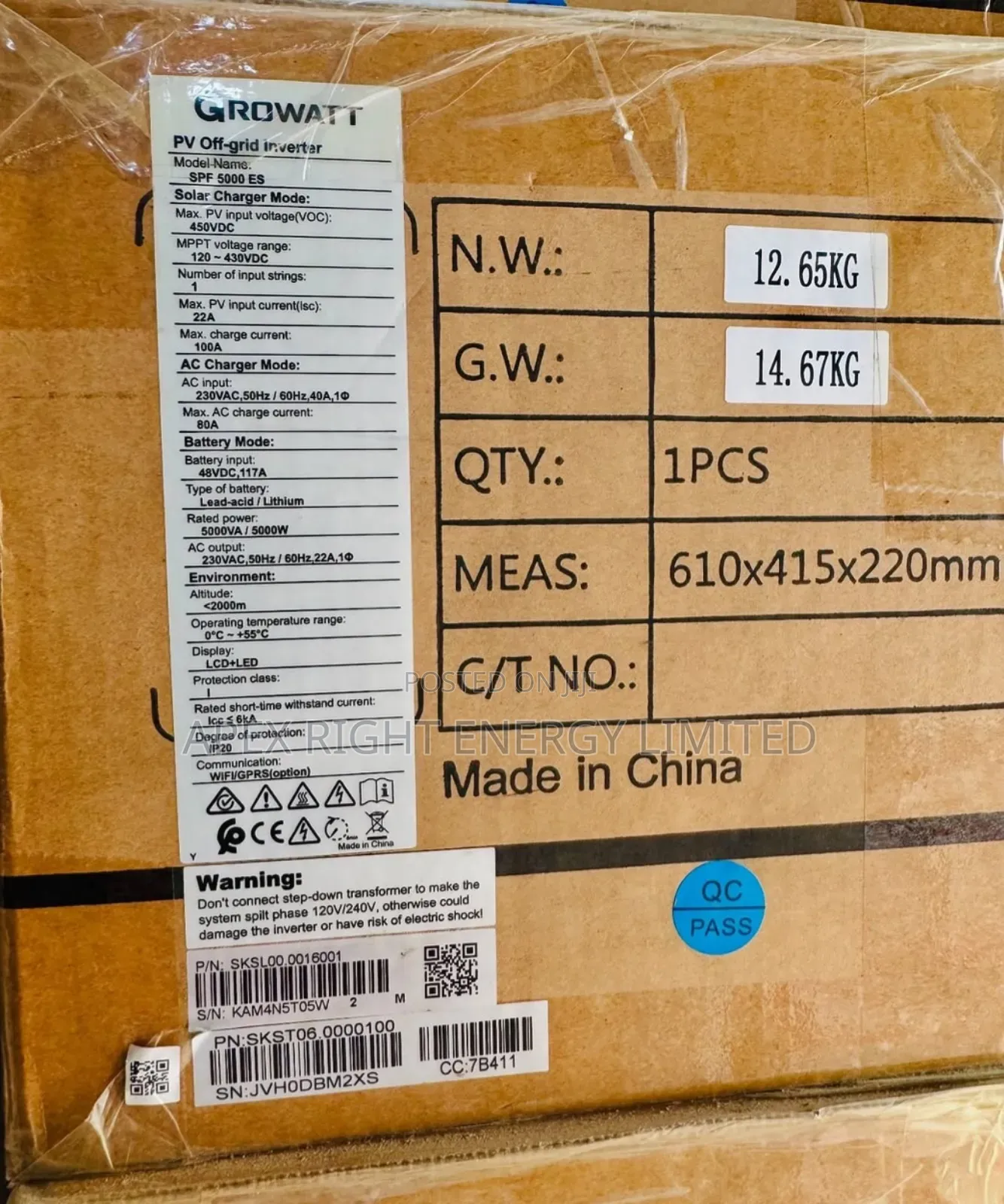 5kva Growatt Hybrid Inverter Smart Series With Wifi