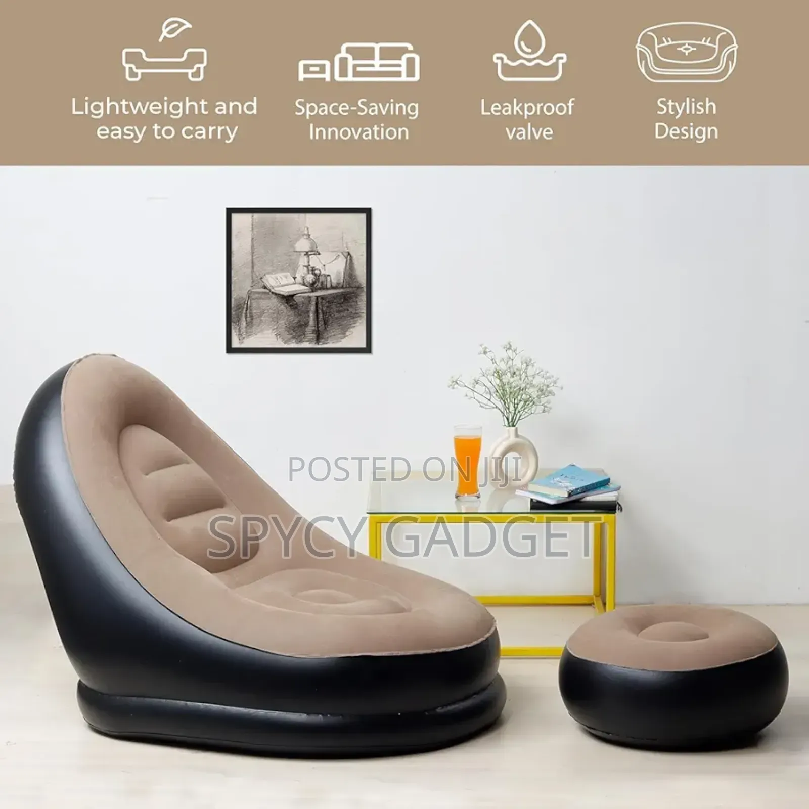 Inflatable Leisure Sofa Chair and Footstool
