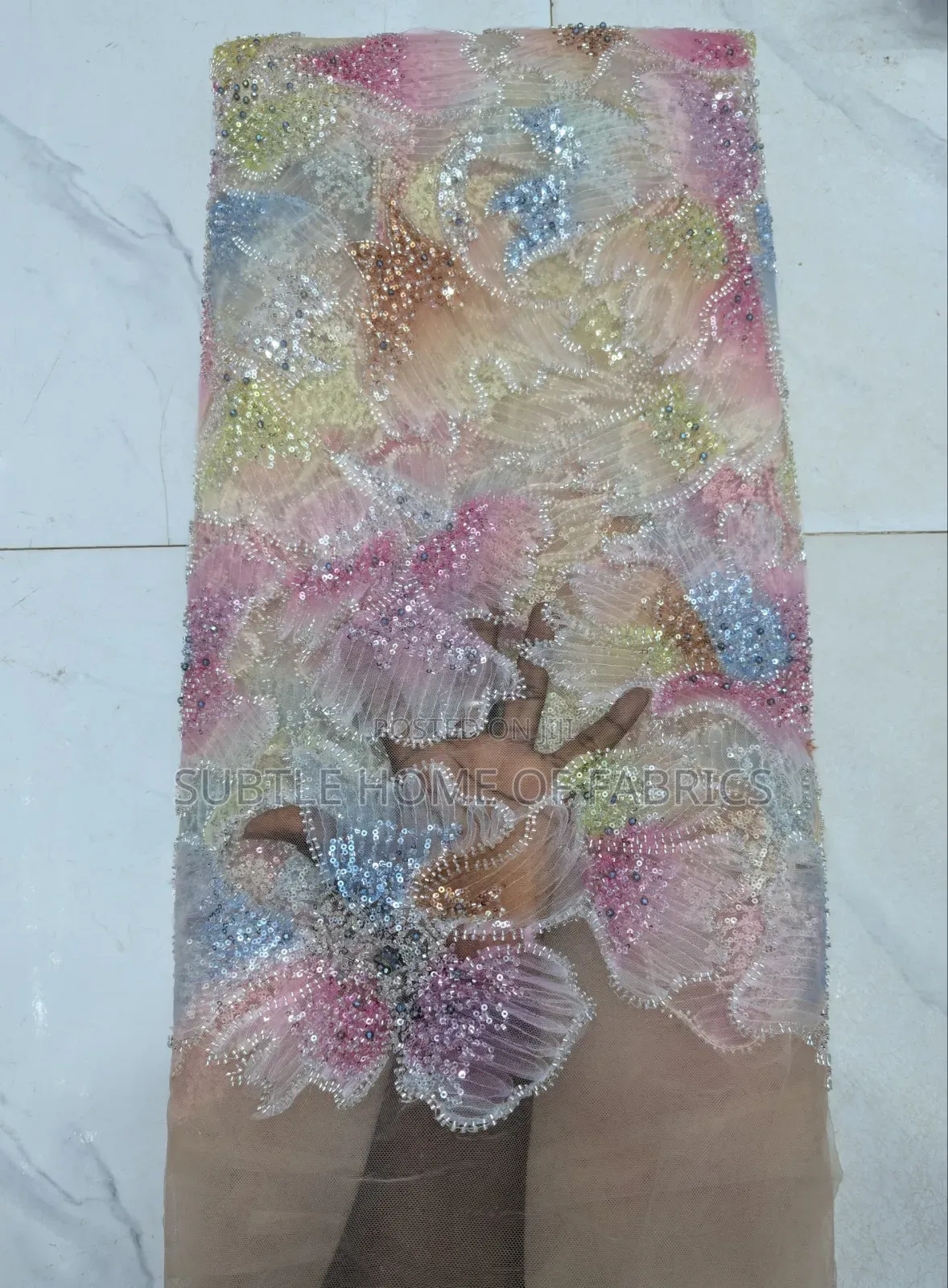 Luxury High Quality Full Hand Beaded Tulle Lace for Bride