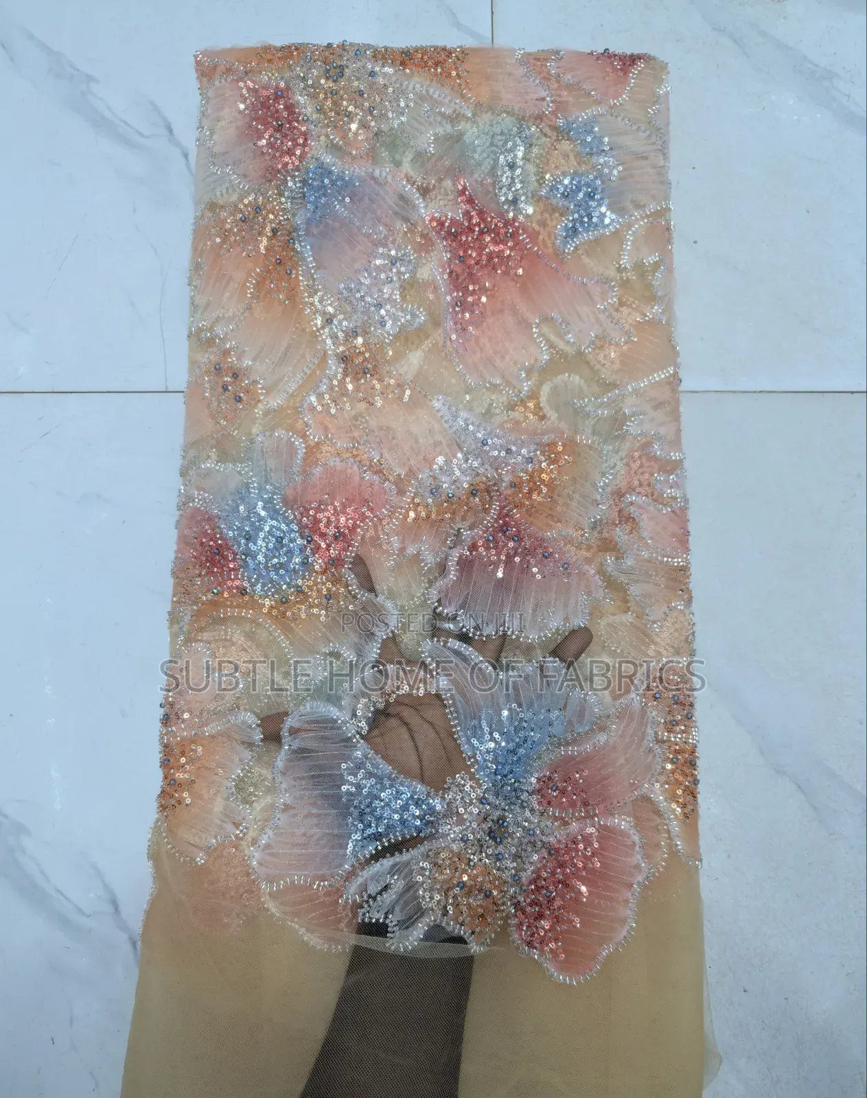 Luxury High Quality Full Hand Beaded Tulle Lace for Bride
