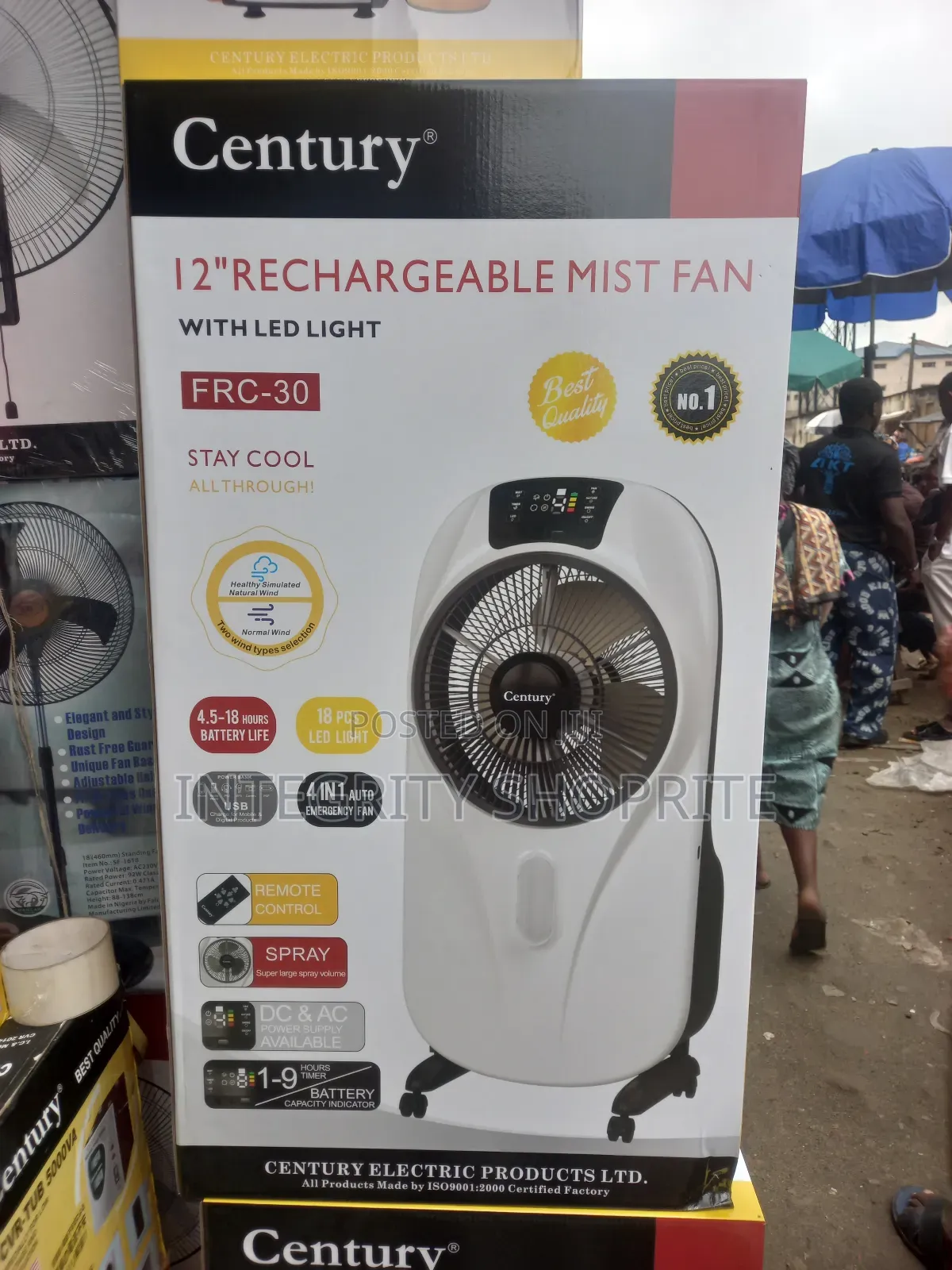 Cantury Electec Prod Century 12"Rechargeable Mist Fanp