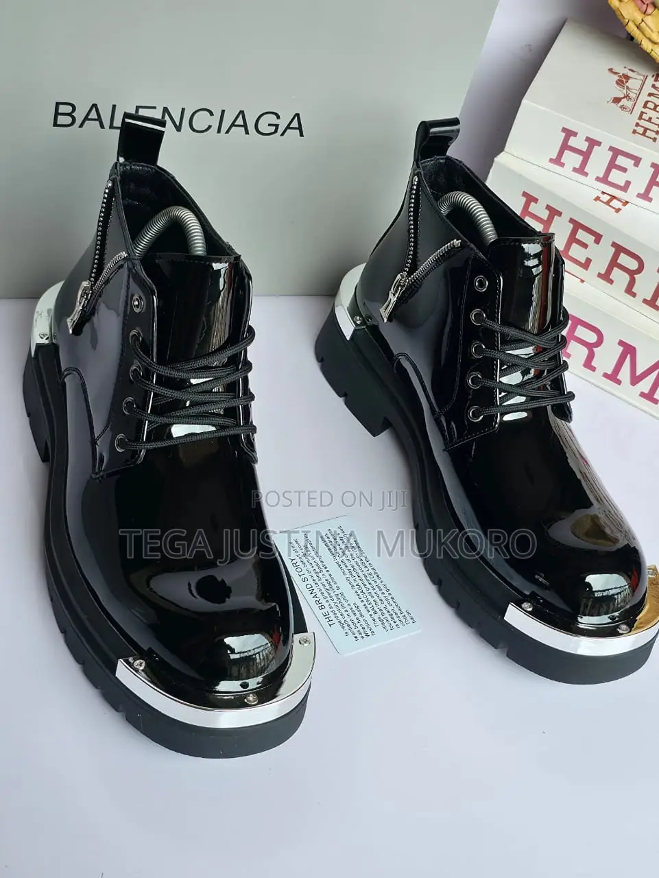Balenciaga Glossy Leather Ankle Shoe