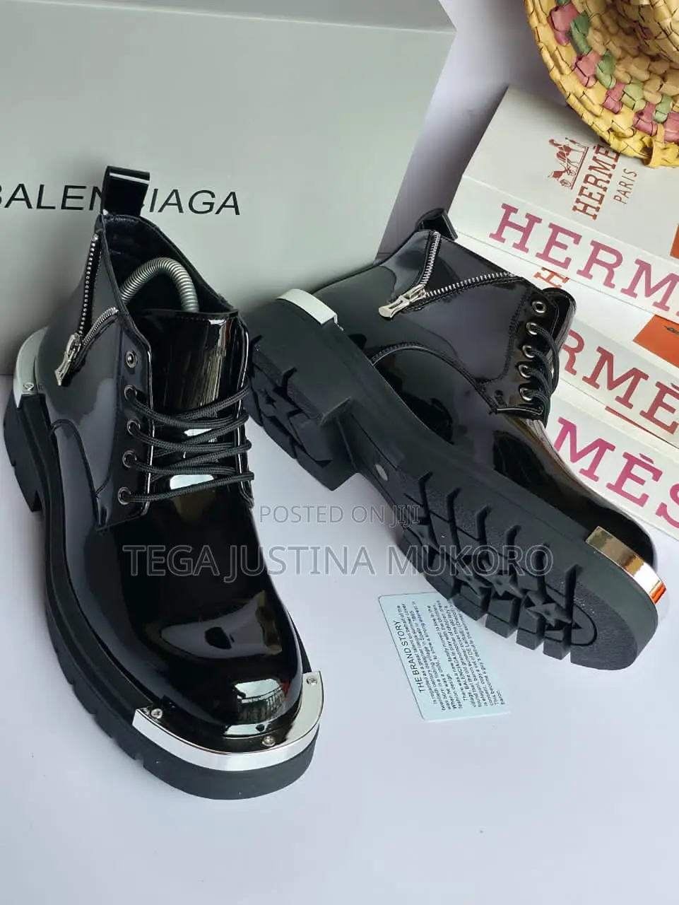 Balenciaga Glossy Leather Ankle Shoe