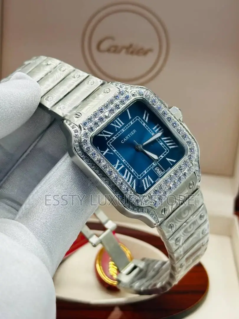 Automatic Engine Cartier Chain Wristwatch With Stones.