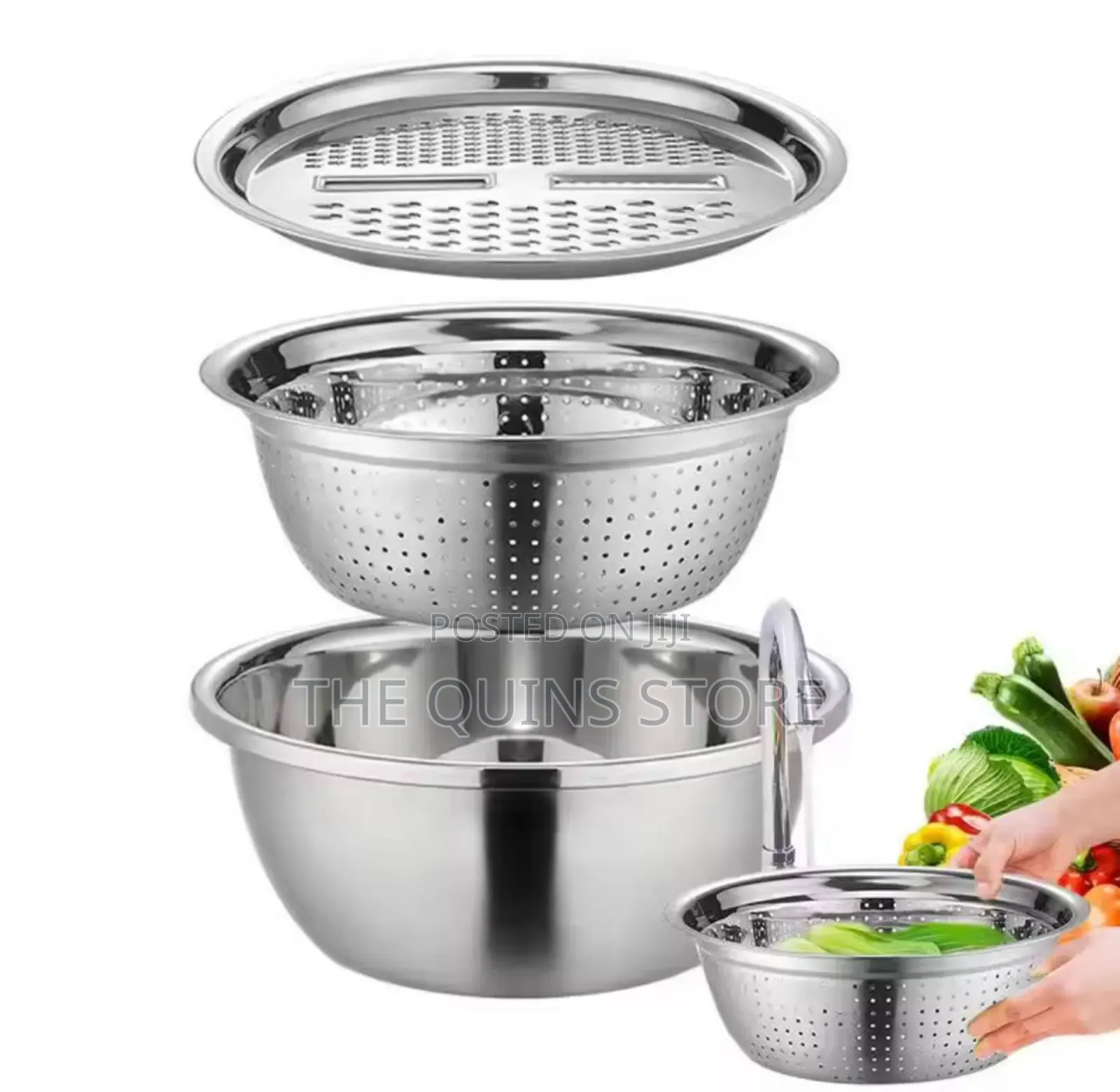 3in1 Vegetable Slicer, Strainer and Bowl