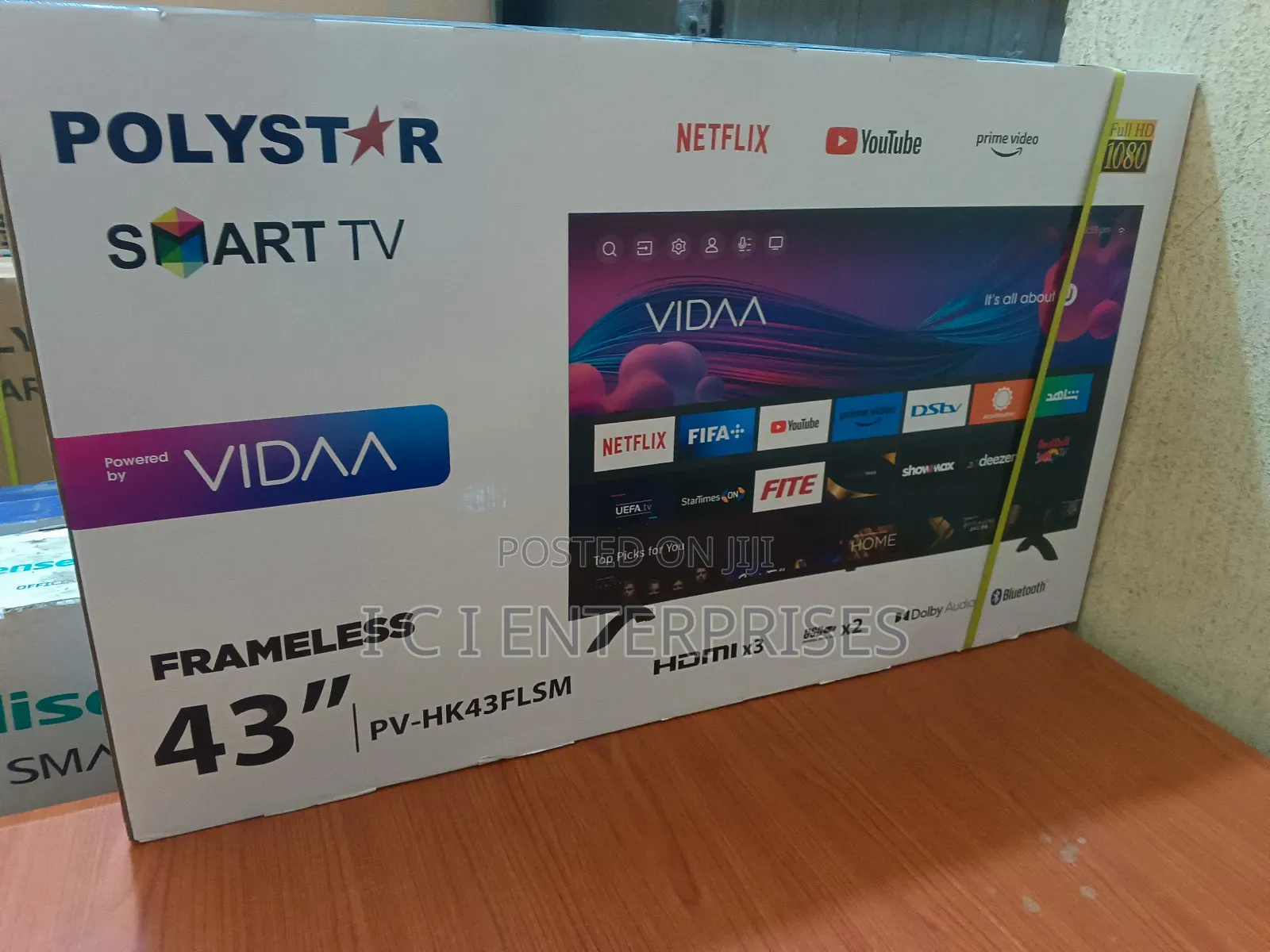 Polystar 43 Inches Smart Frameless Tv+Free Hanger Tv Surge