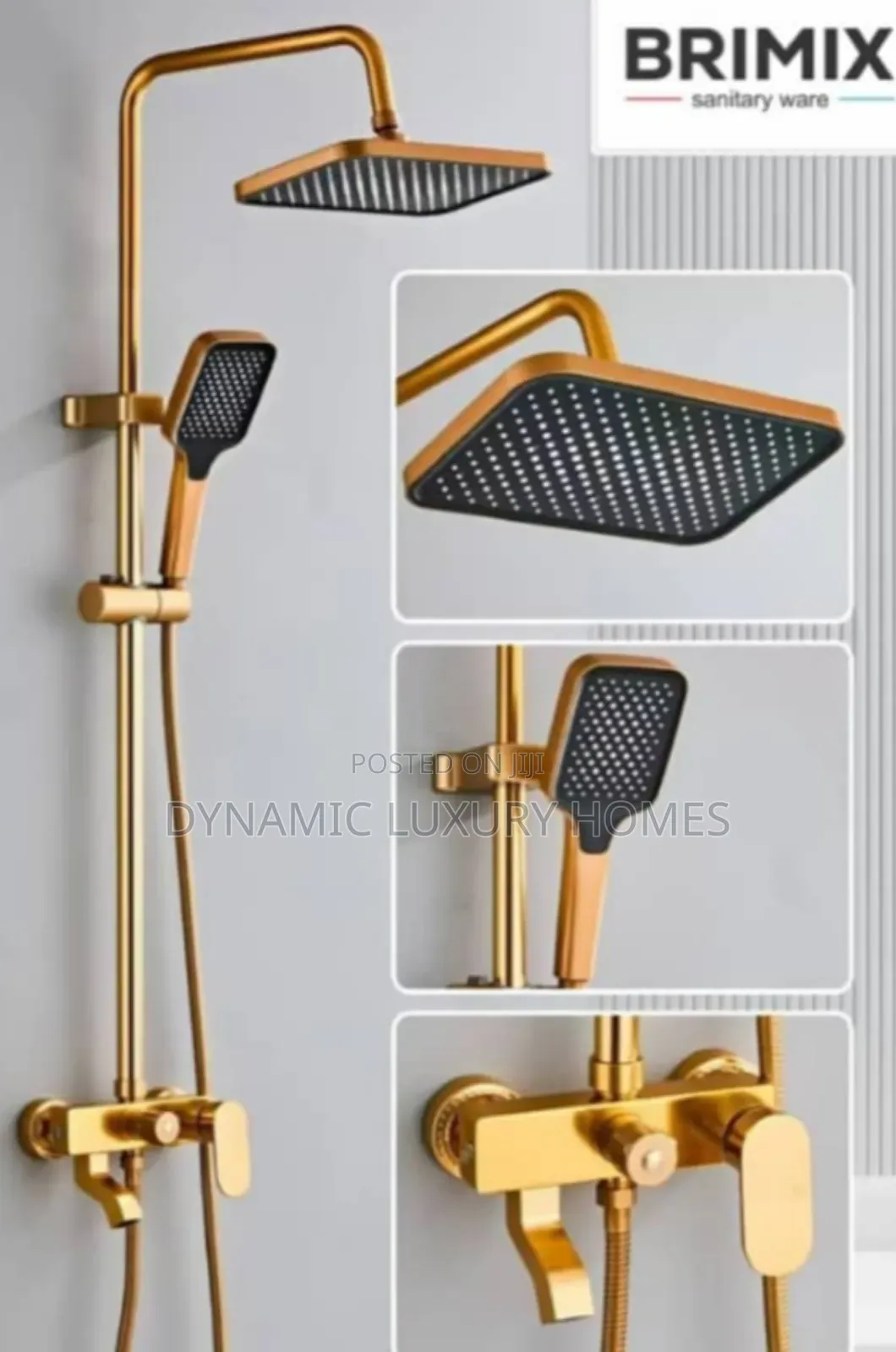 Gold Brimix Standing Shower Mixer, Hot and Cold