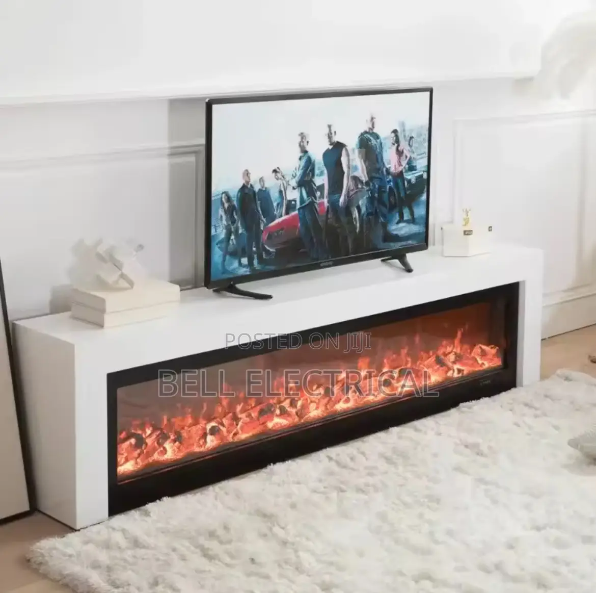 Slated Fireplace Tv Cabinet Minimalist Background