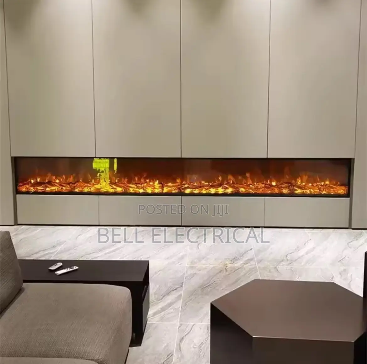 Slated Fireplace Tv Cabinet Minimalist Background