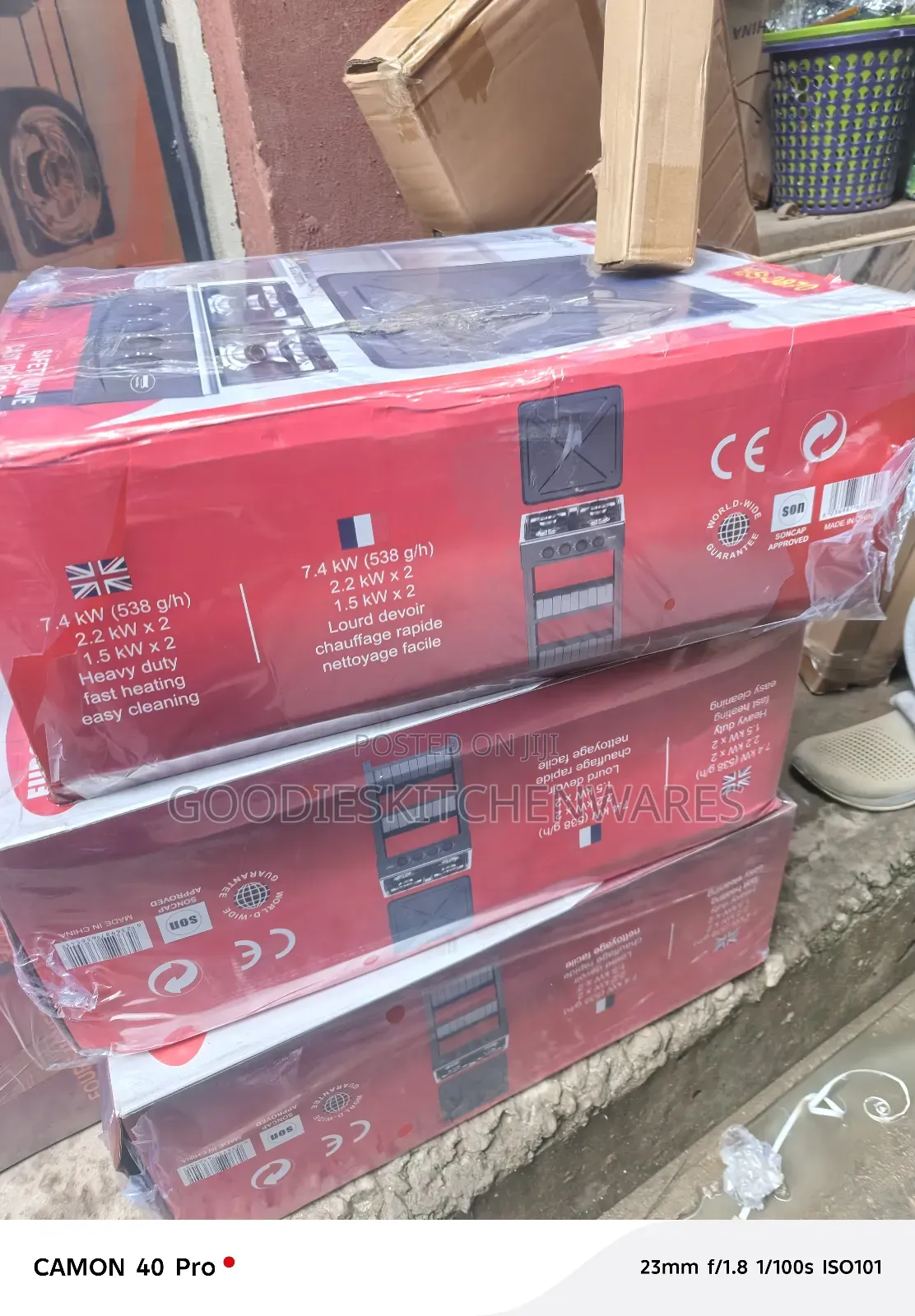 Eurosonic Standing Gas Cooker With Cover and Rack
