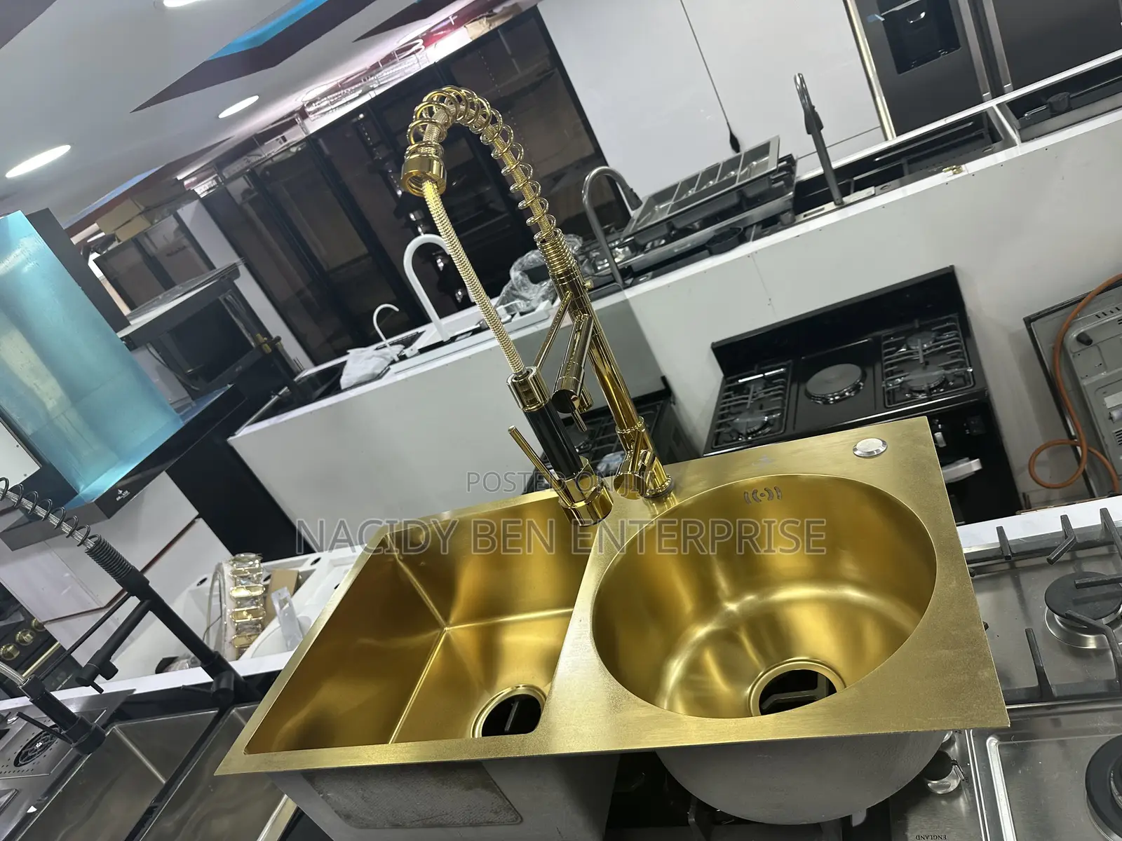 Gold Double Kitchen Sink With Mixer Tap