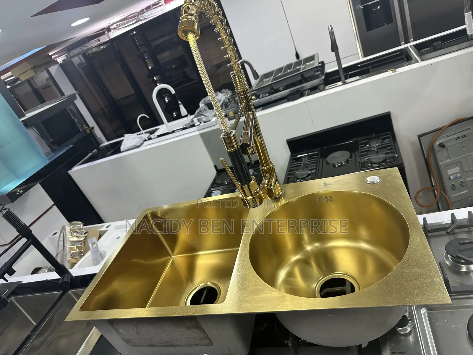 Gold Double Kitchen Sink With Mixer Tap