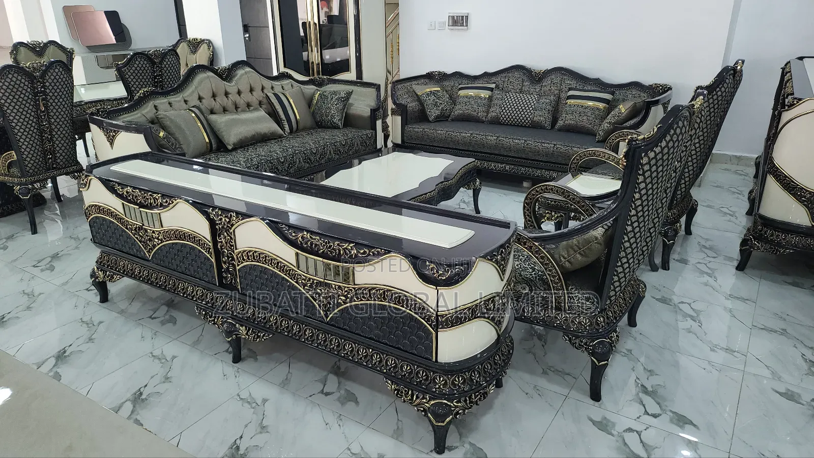 Turkish Royal Sofa With Tv Consoles, Center Table / Mirror