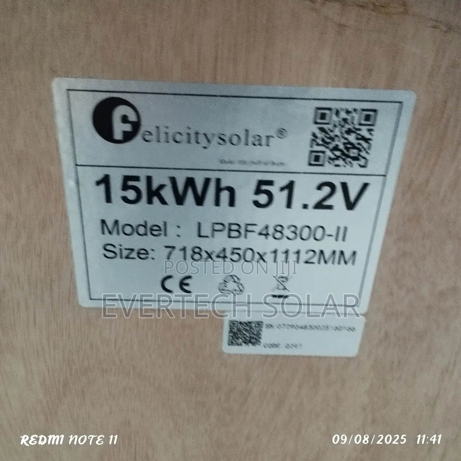 15kwhs Felicity Lithium Battery 300 Ahms 51.2vBuilt in BMS