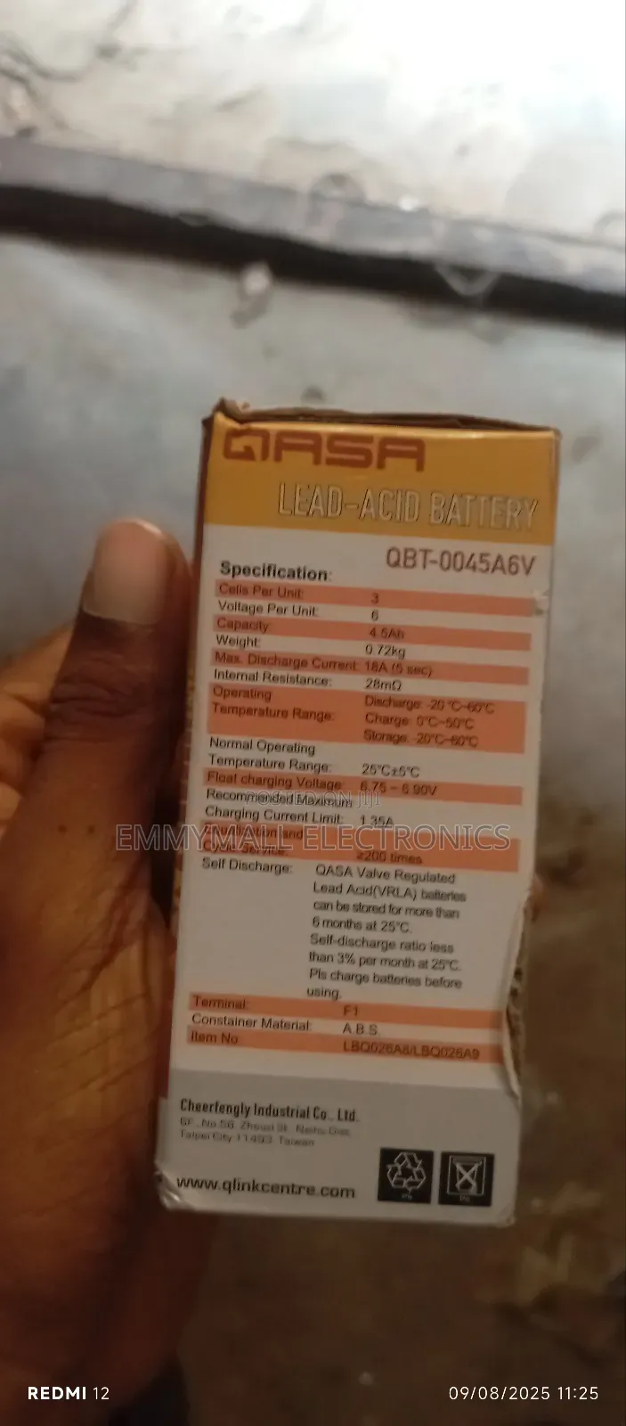 6v4.5ah Lead-Acid Replacement Battery for Rechargeable Fans