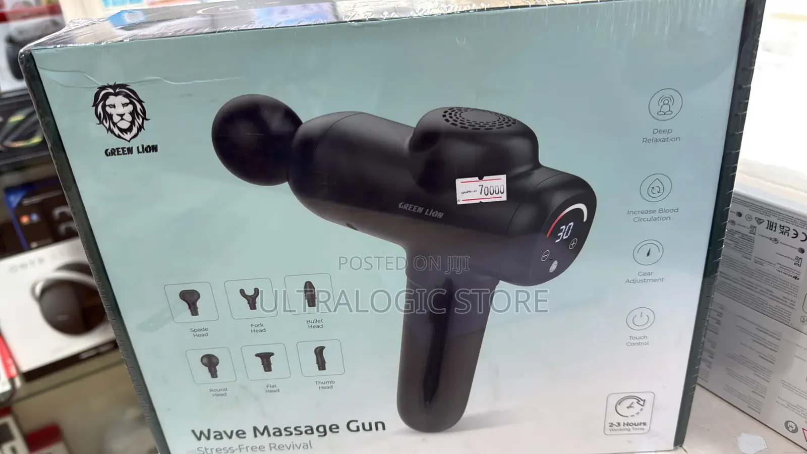 Green Lion Wave Massage Gun: Stress-free: 6 Massage Heads