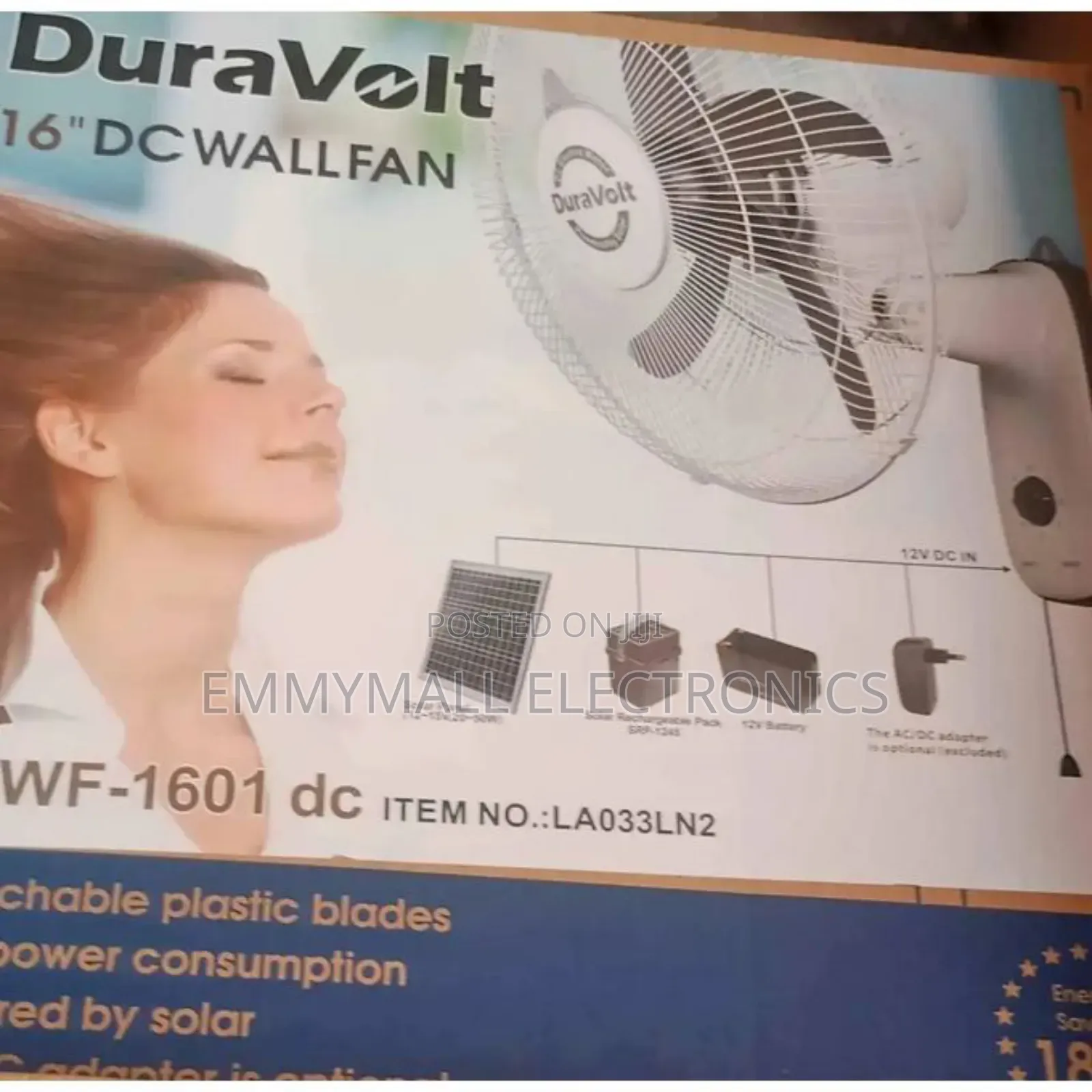 Duravolt 16inches Solar Fan With Plastic Blade