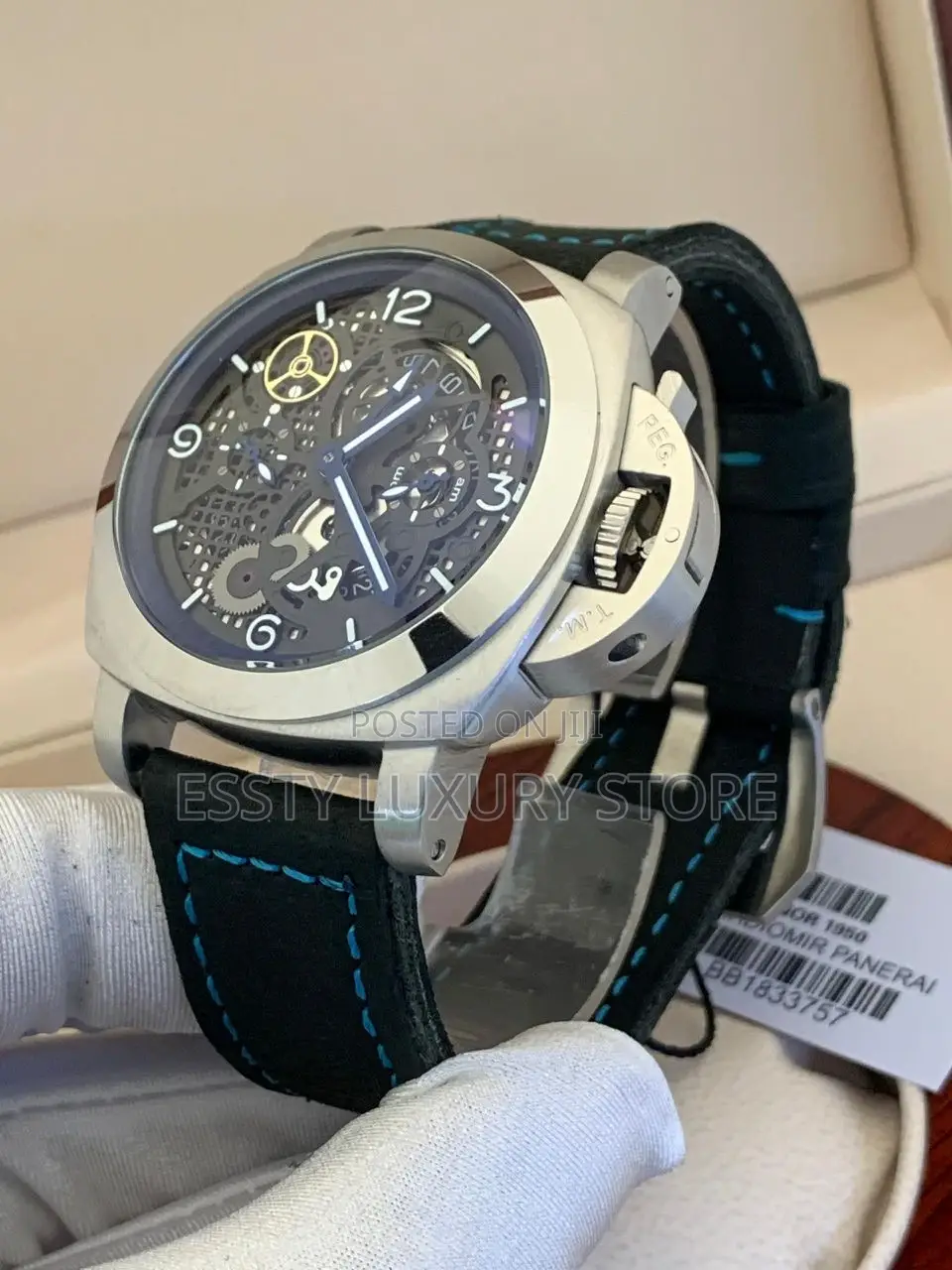 Original Luminor Panerai Automatic Engine Leather Strap Wristwatch