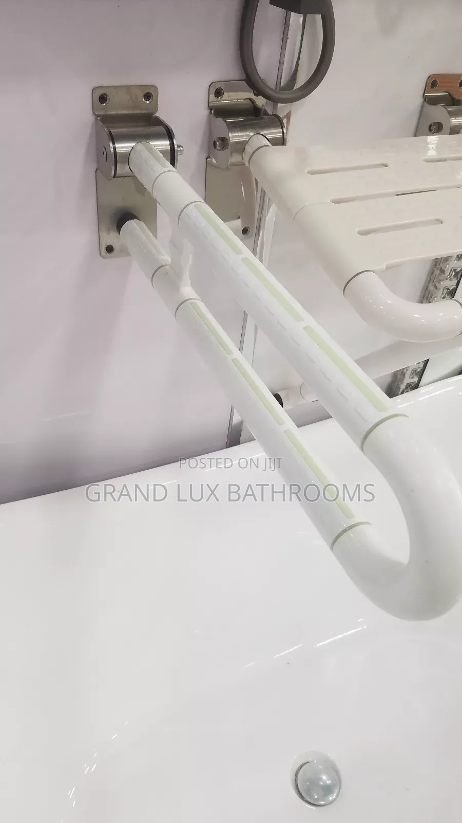 Wall-Munted Folding Bathrom Safety Grab Bar Wit Suport Seat