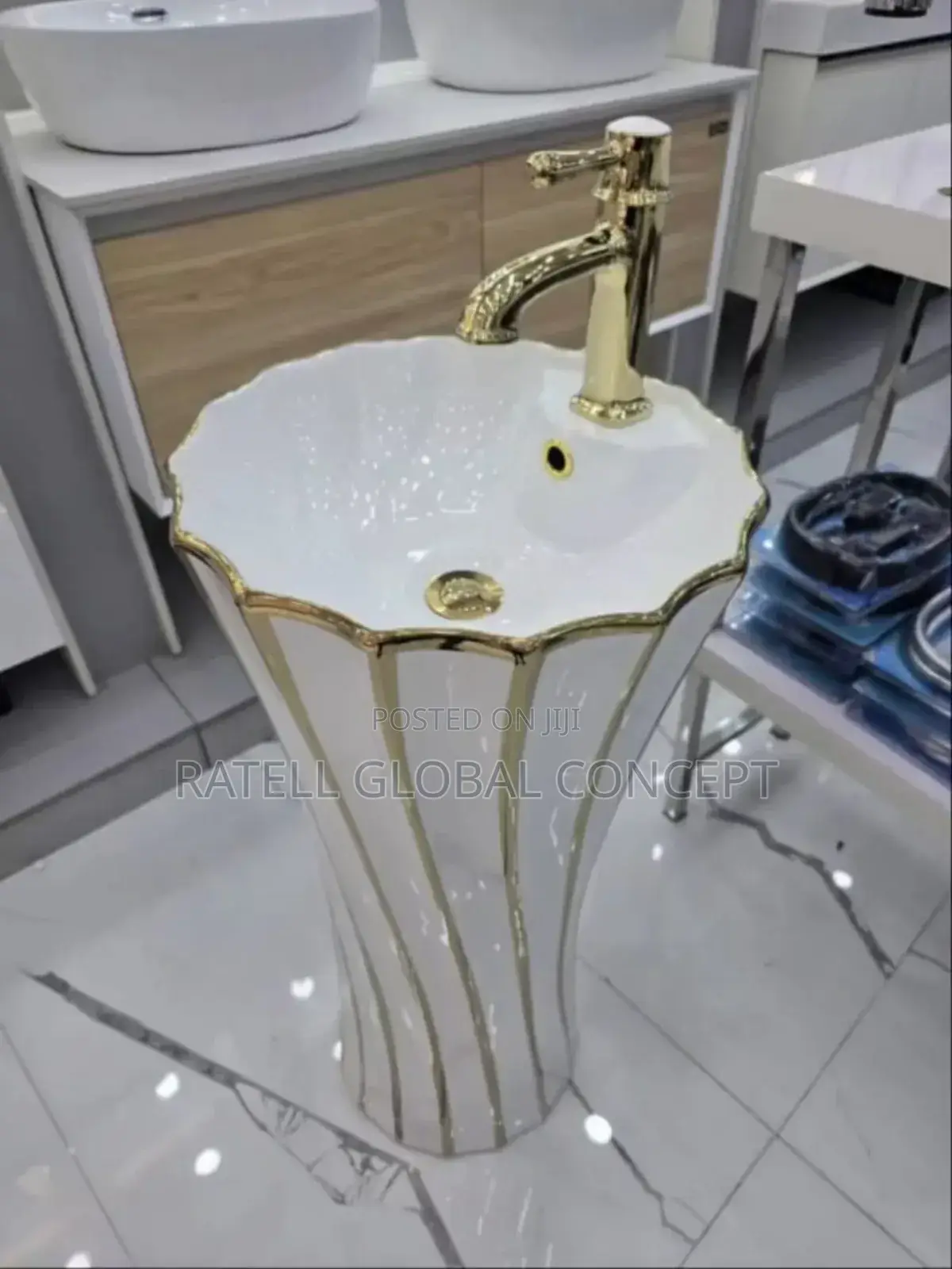 Dining Wash Basin White and Gold