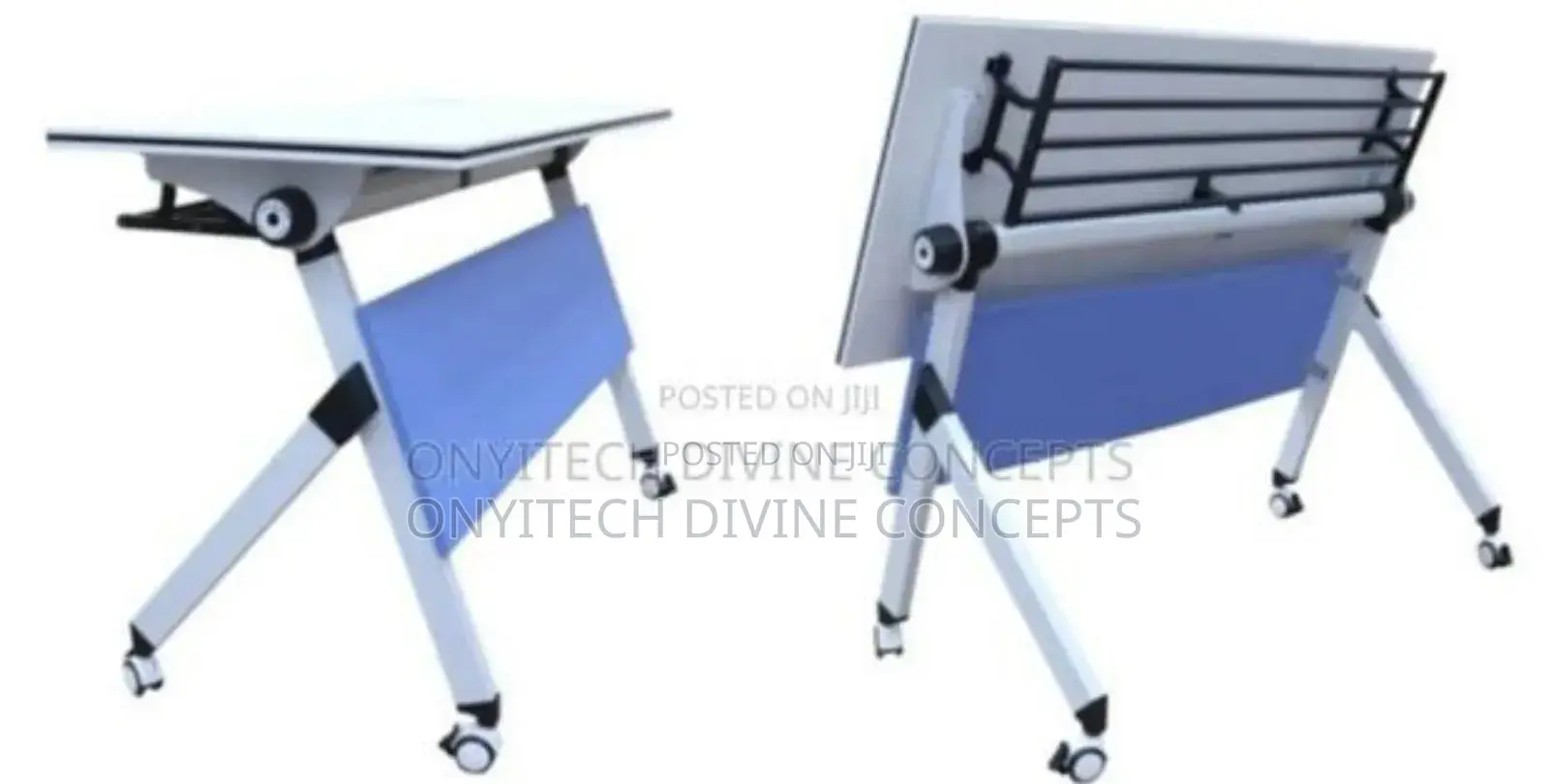 Mobile Computer/Training Desk With Collapsible Top