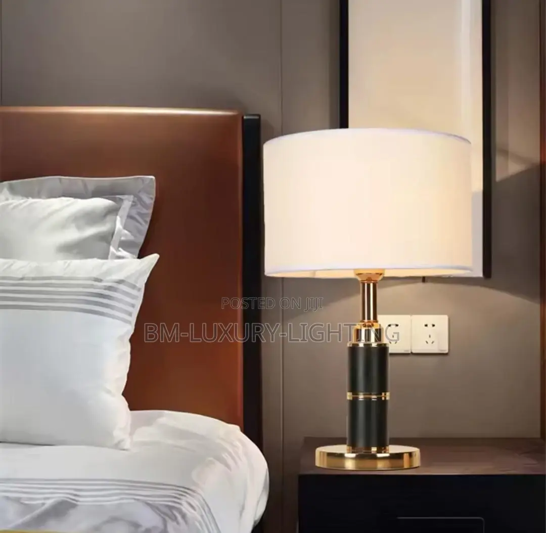 Nordic Black Fabric Cylindrical Table Lamps