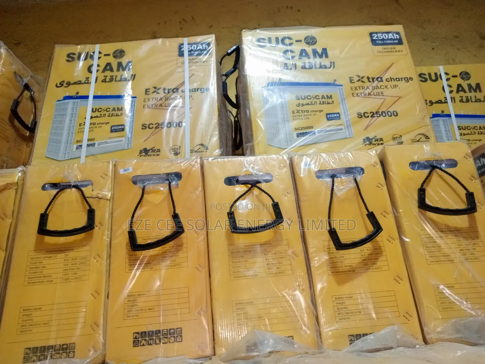 12v 250ahm Suc Cam Tubular Battery