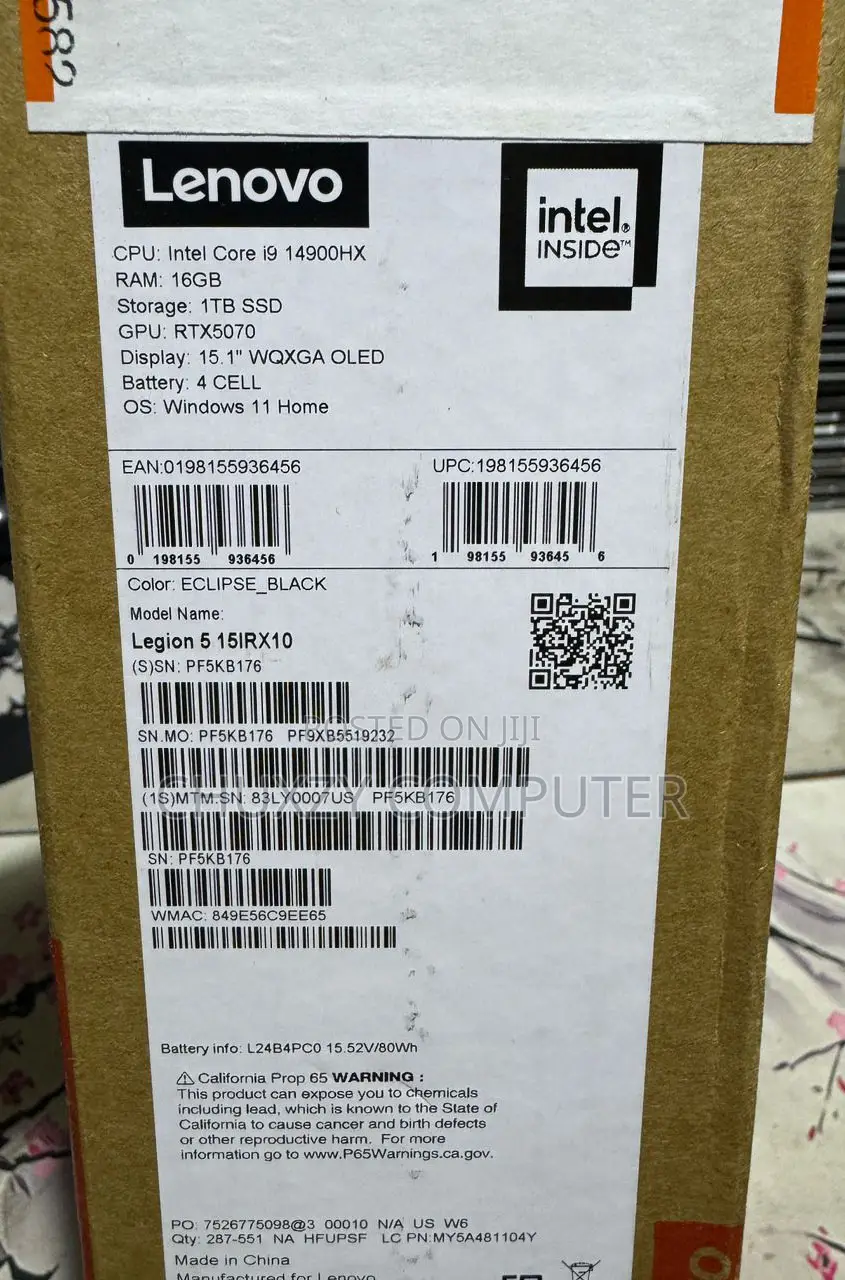 New Laptop Lenovo Legion 5 16GB Intel Core I9 SSD 1T