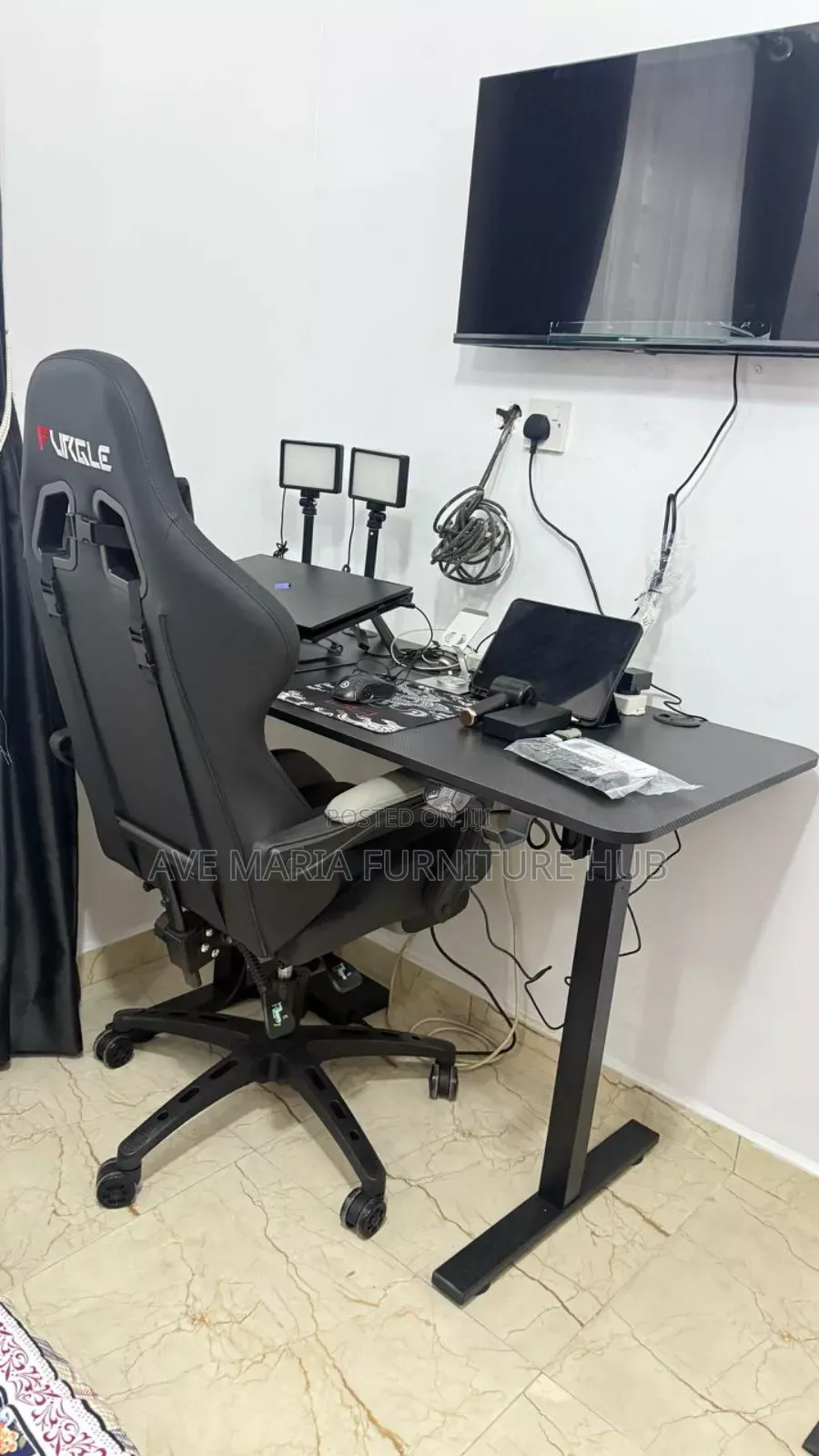 Height Adjustable Gaming Desk and Chair [Electric]