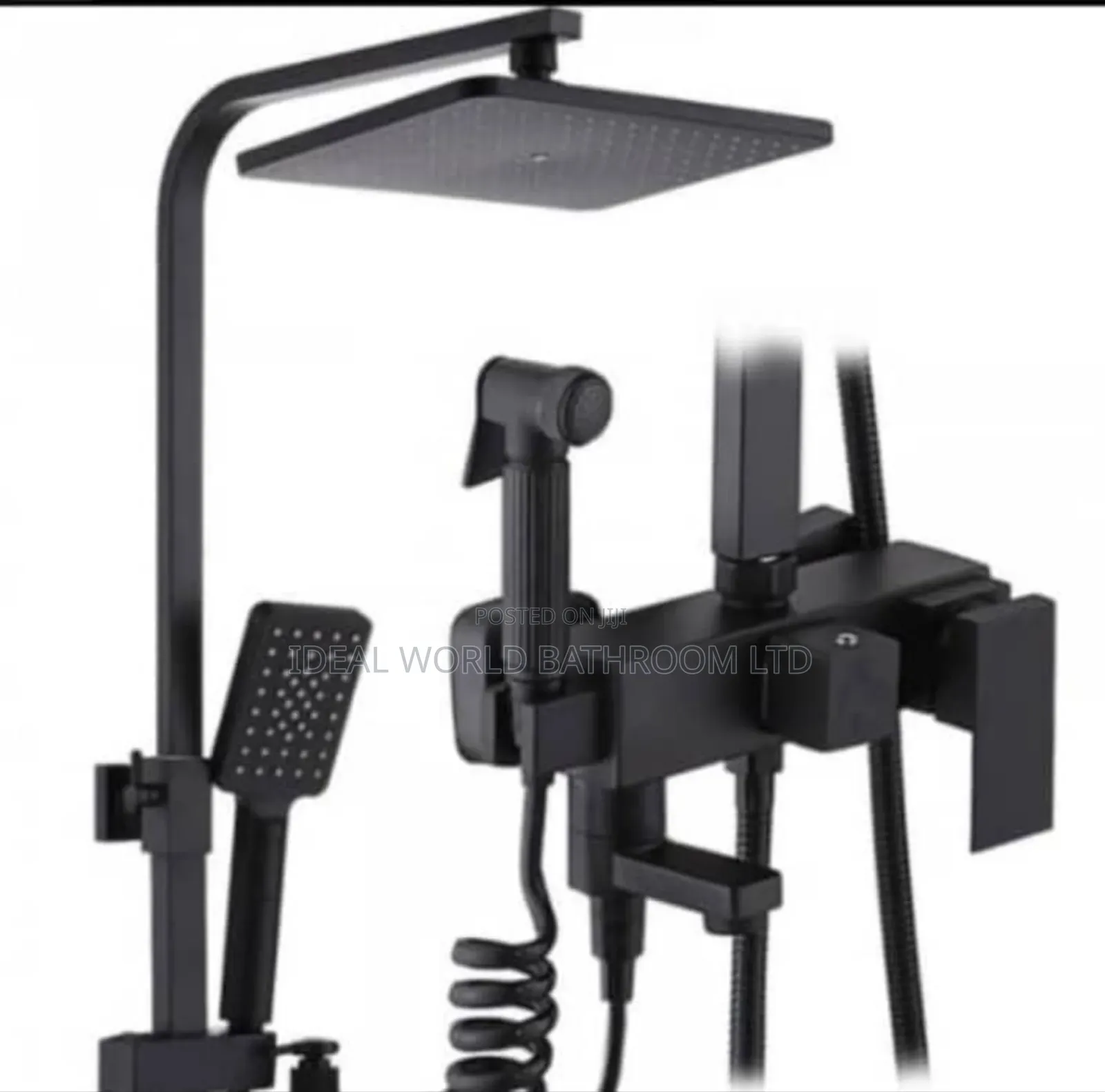 Square Standing Shower Black